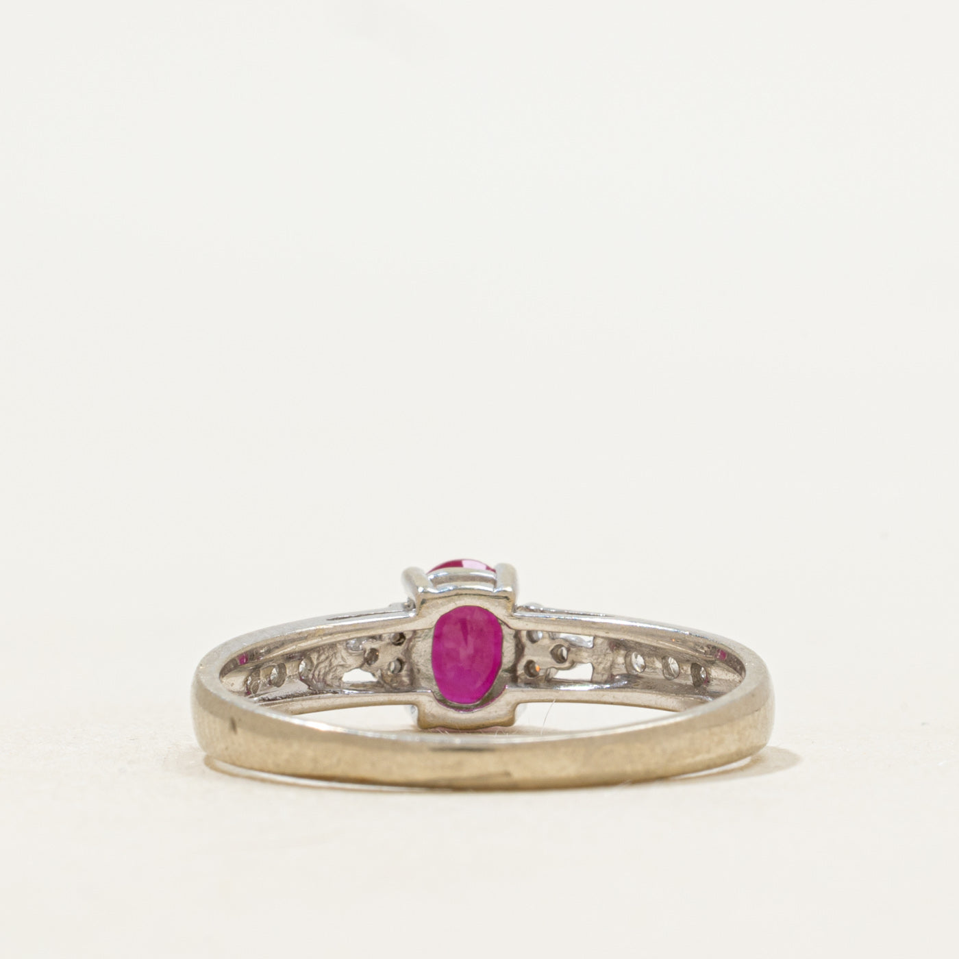 Oval Cut Ruby & Diamond Accented Ring | SZ 7