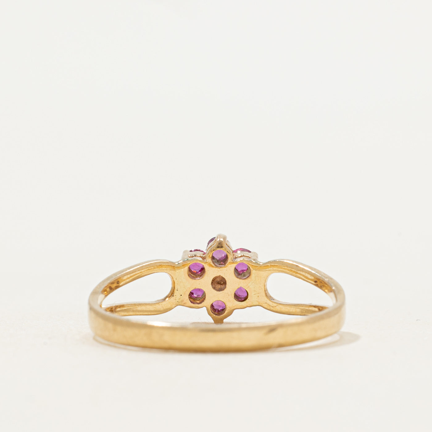 Ruby & Ruby Petal Open Shank Ring | SZ 7