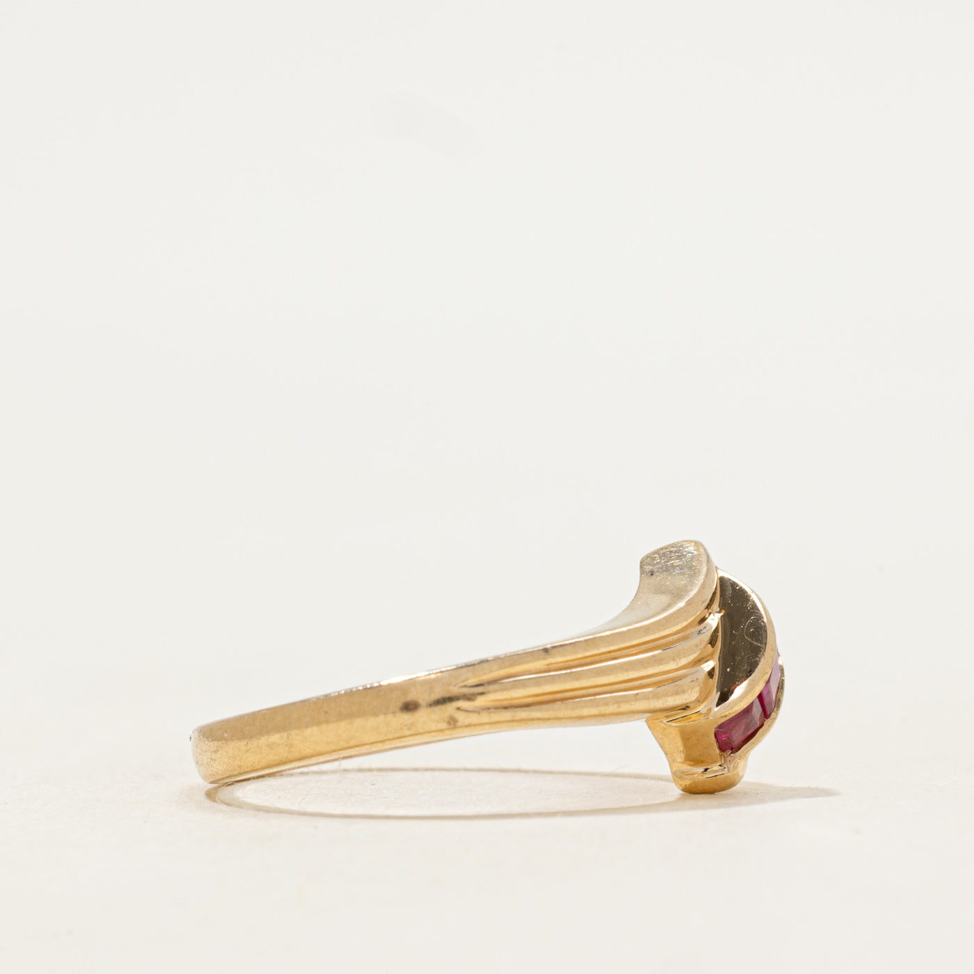 Channel Set Ruby Grooved Bypass Ring | SZ 6.5