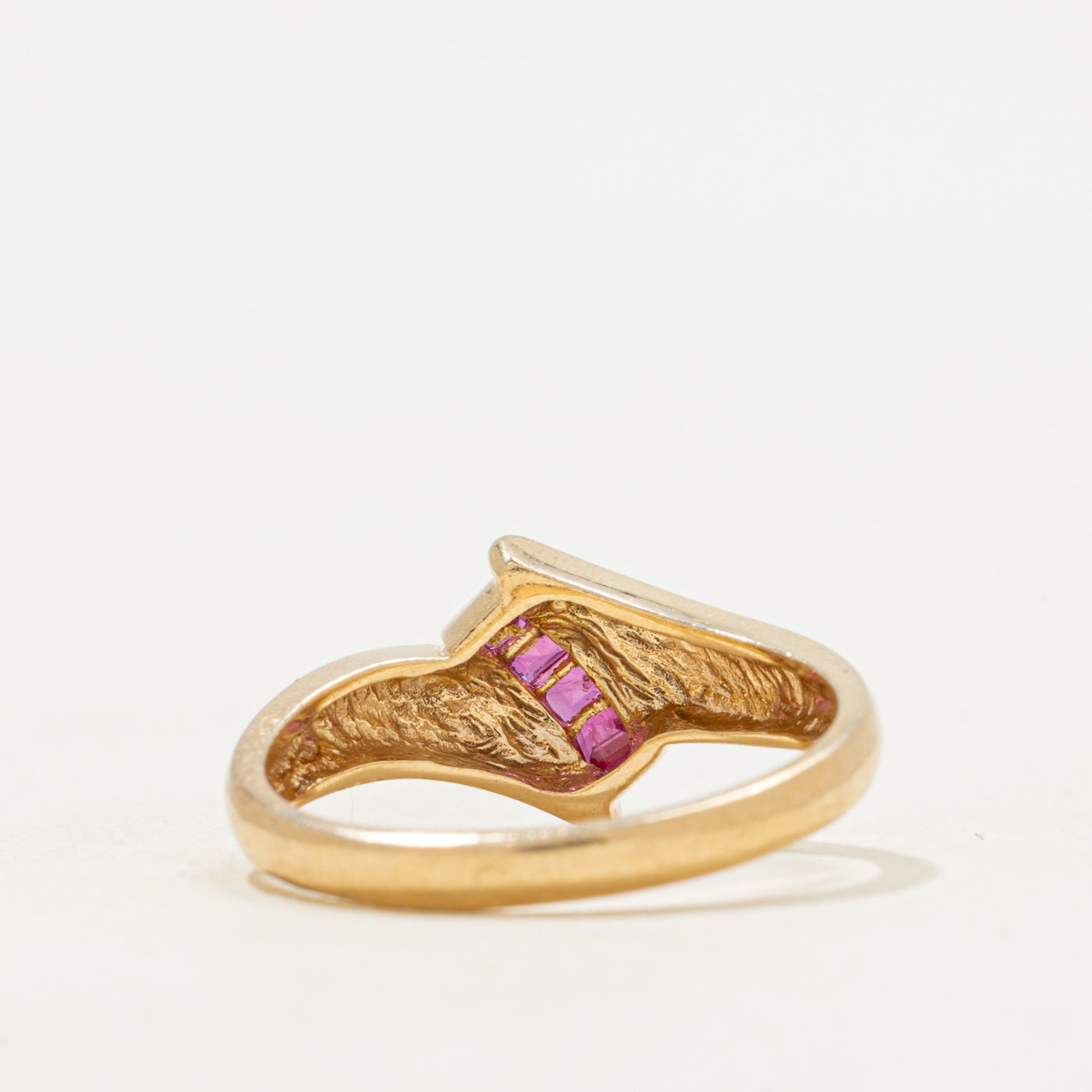 Channel Set Ruby Grooved Bypass Ring | SZ 6.5