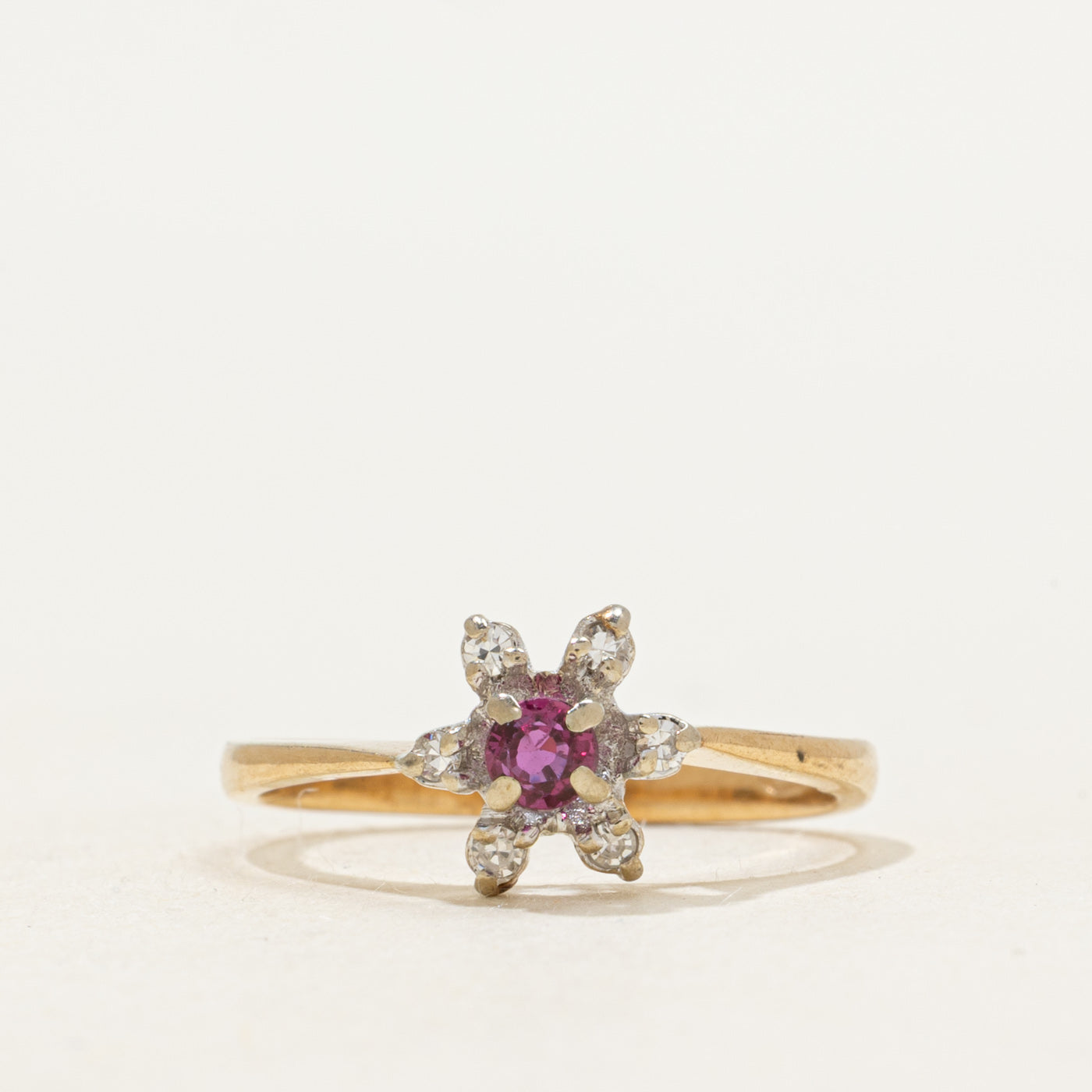 Ruby & Diamond Petal Petal Ring | SZ 5