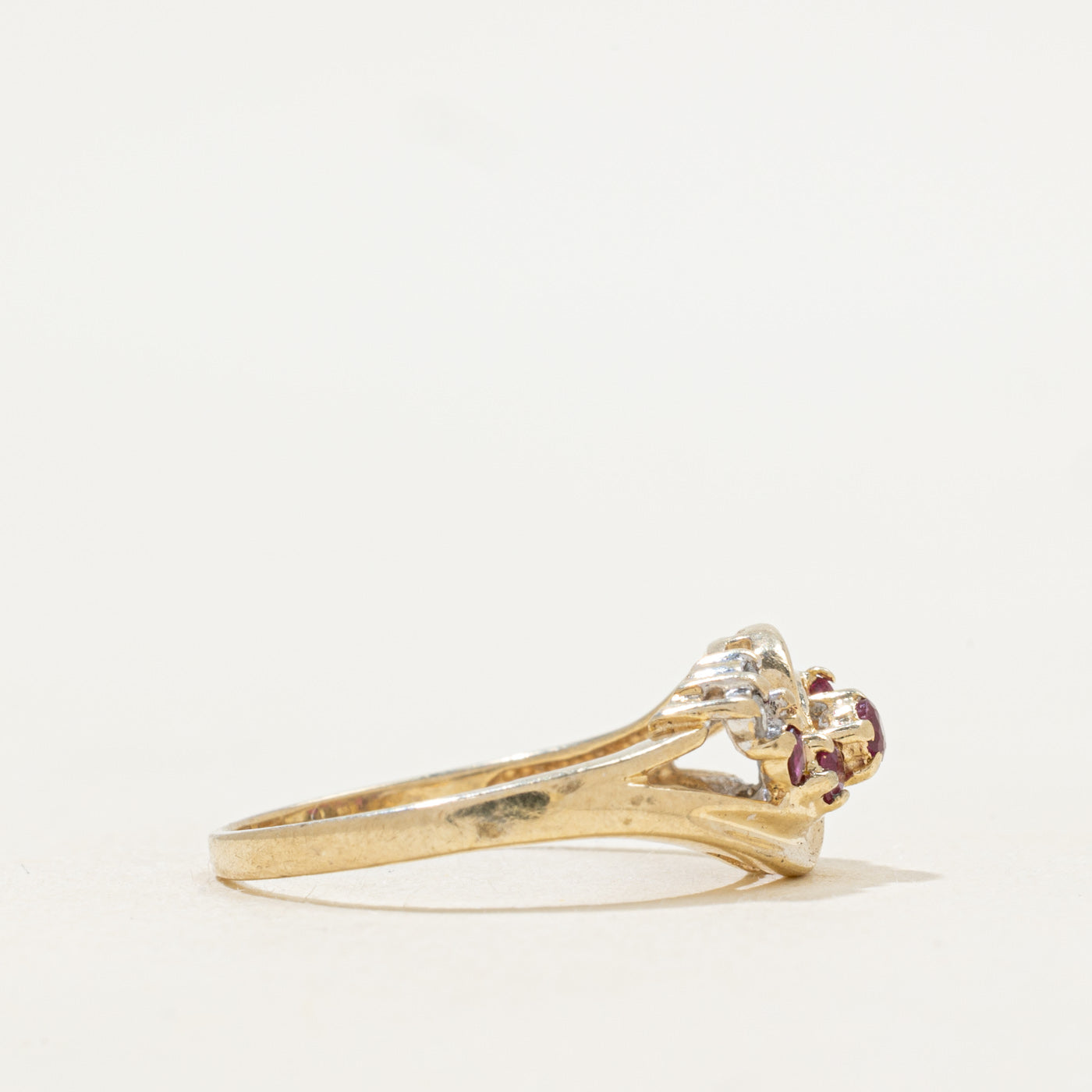 Ruby & Diamond Cluster Openwork Ring | SZ 6.25