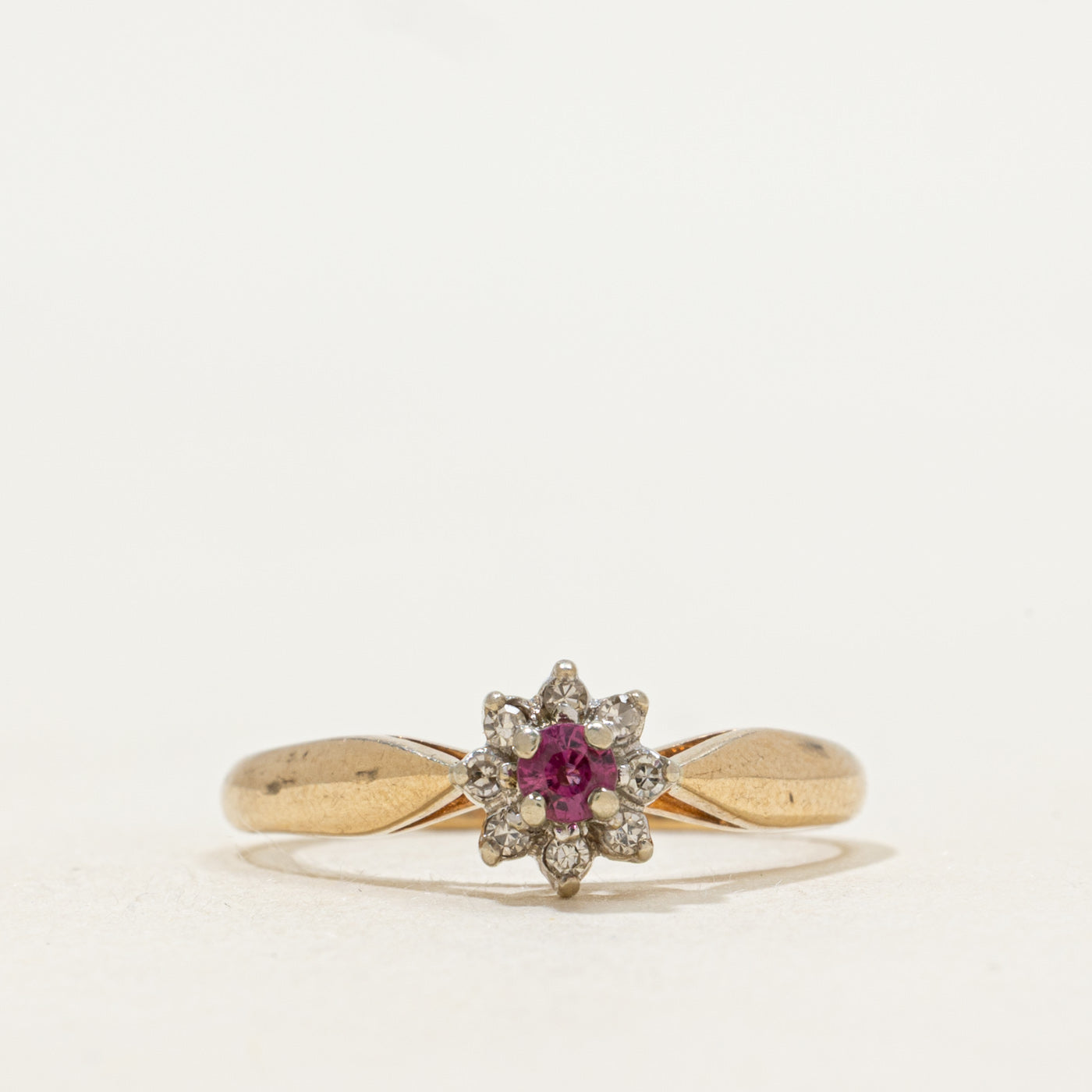 Ruby & Diamond Petal Ring | SZ 6.25