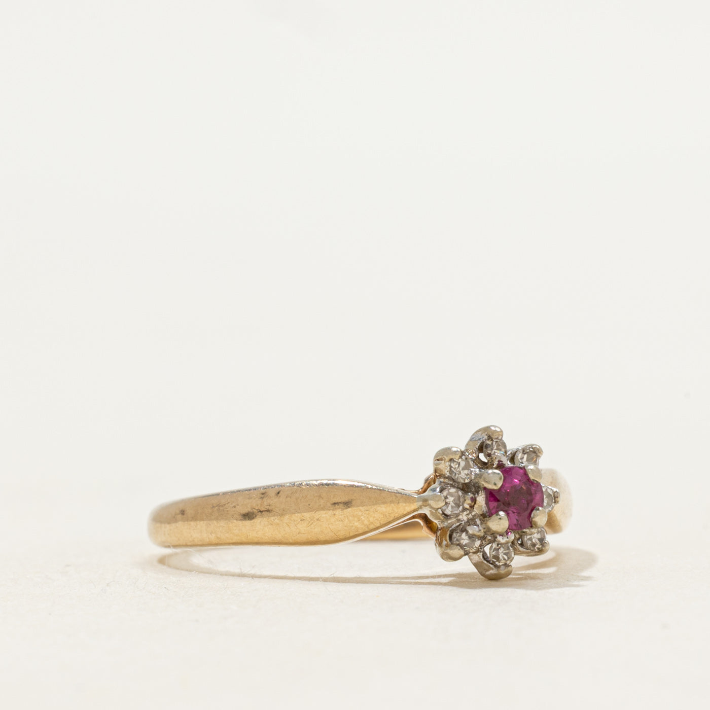 Ruby & Diamond Petal Ring | SZ 6.25