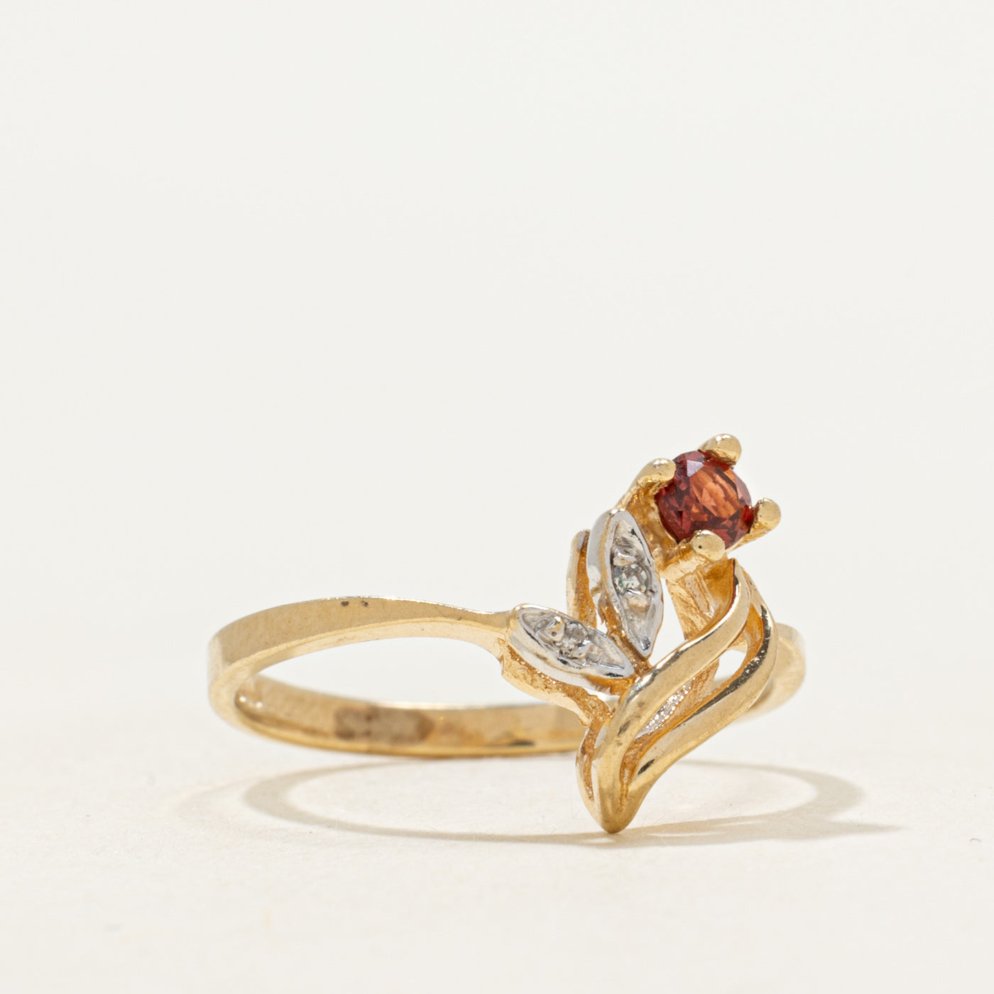 Ruby & Diamond Flower Ring | SZ 4.5