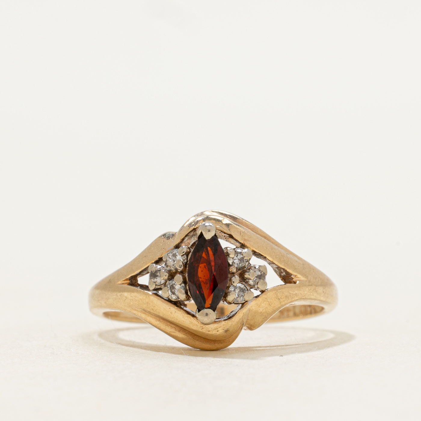 Marquise Cut Garnet & Diamond Accented Ring | SZ 6.25
