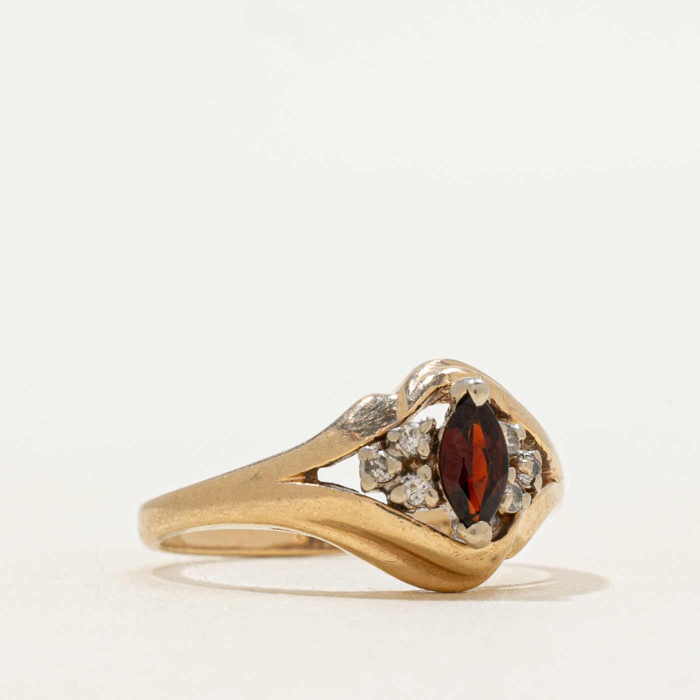 Marquise Cut Garnet & Diamond Accented Ring | SZ 6.25