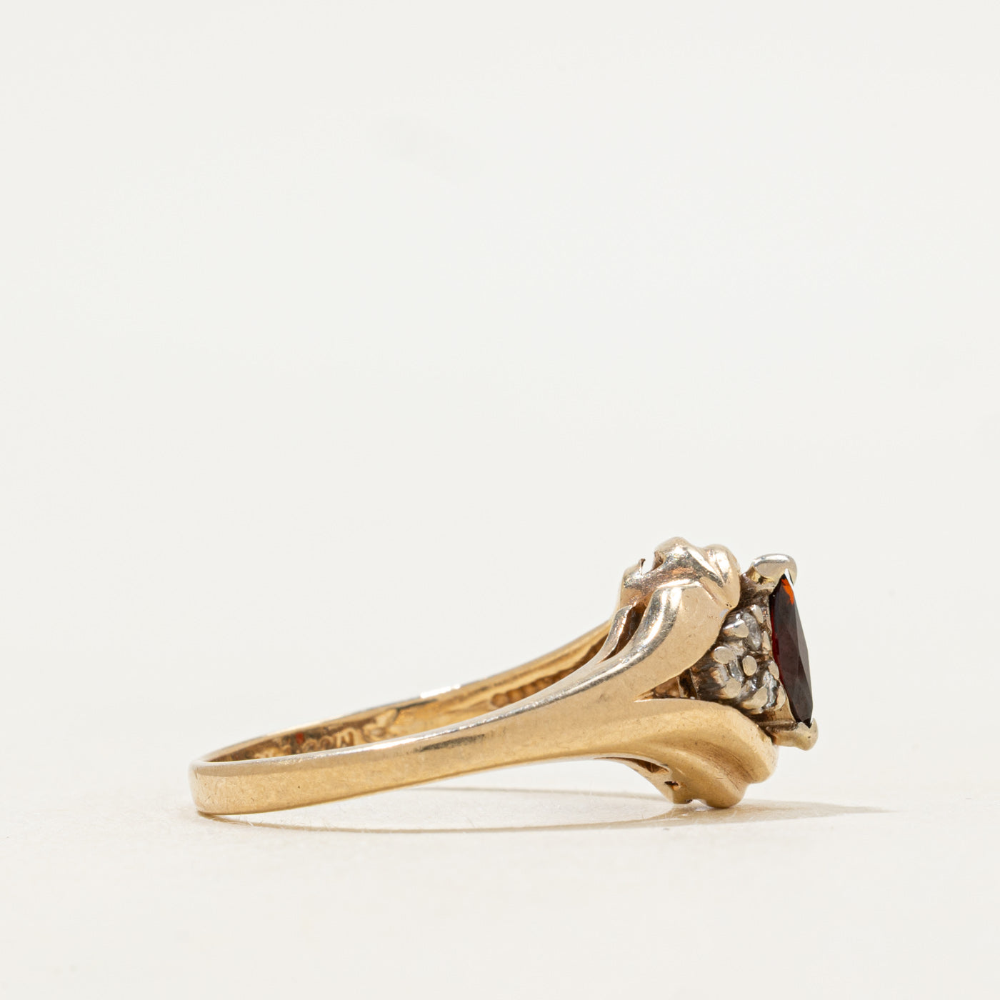 Marquise Cut Garnet & Diamond Accented Ring | SZ 6.25