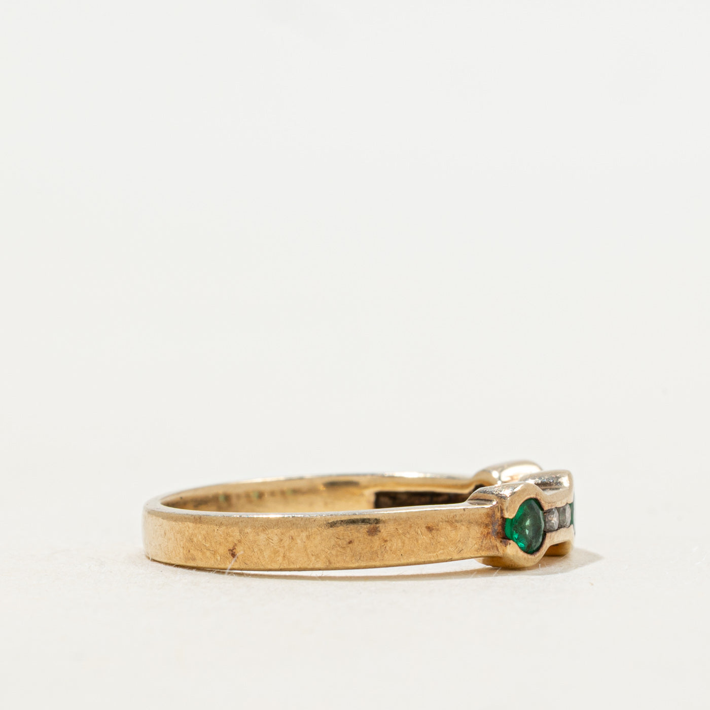 Three Stone Emerald & Diamond Ring | SZ 5.75