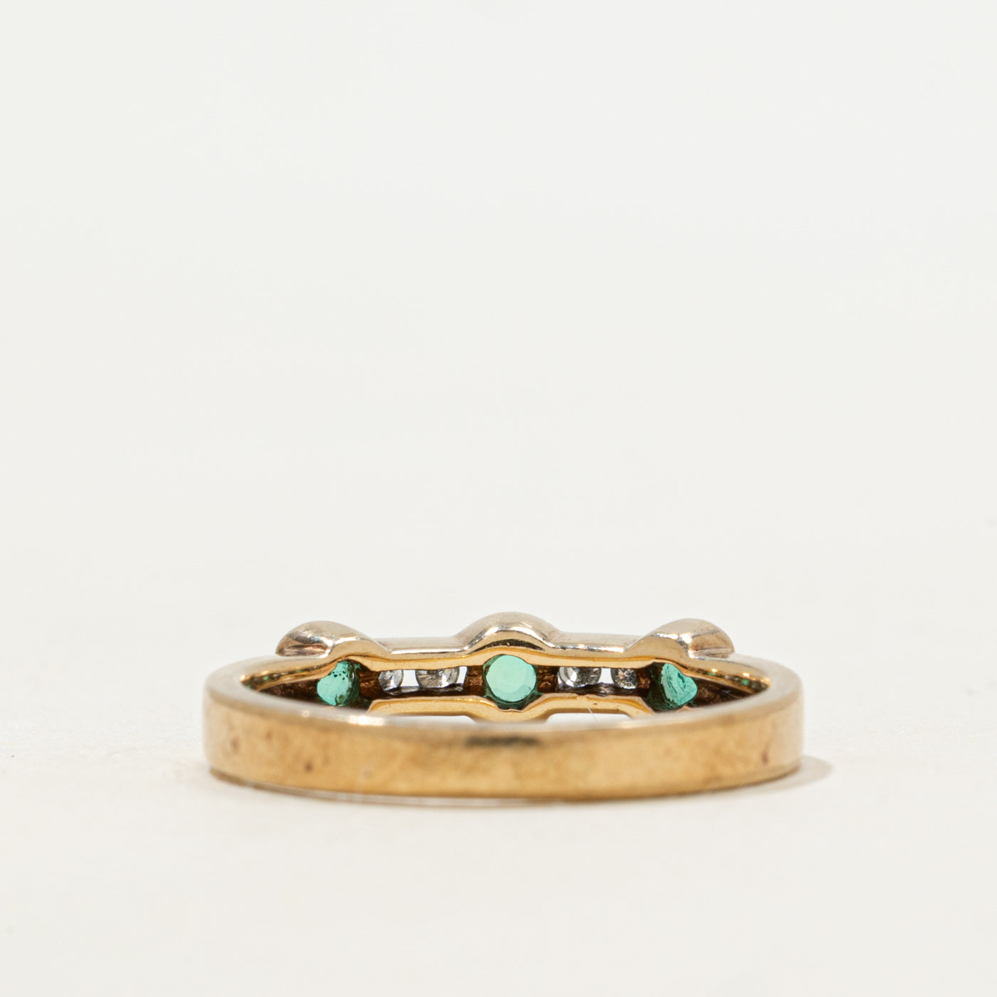 Three Stone Emerald & Diamond Ring | SZ 5.75