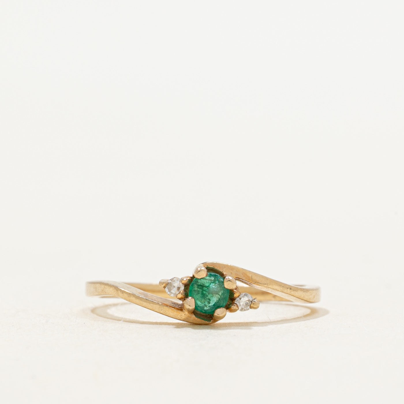 Emerald & Diamond Bypass Ring | SZ 4.5