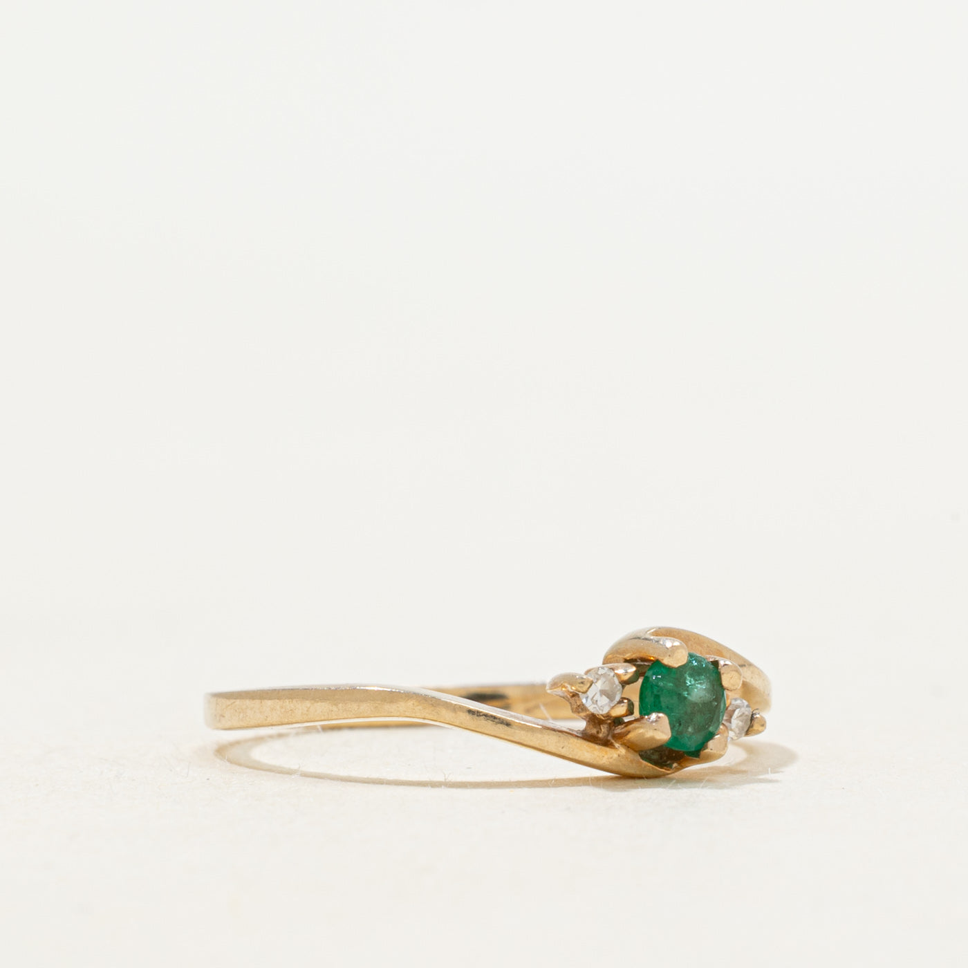 Emerald & Diamond Bypass Ring | SZ 4.5