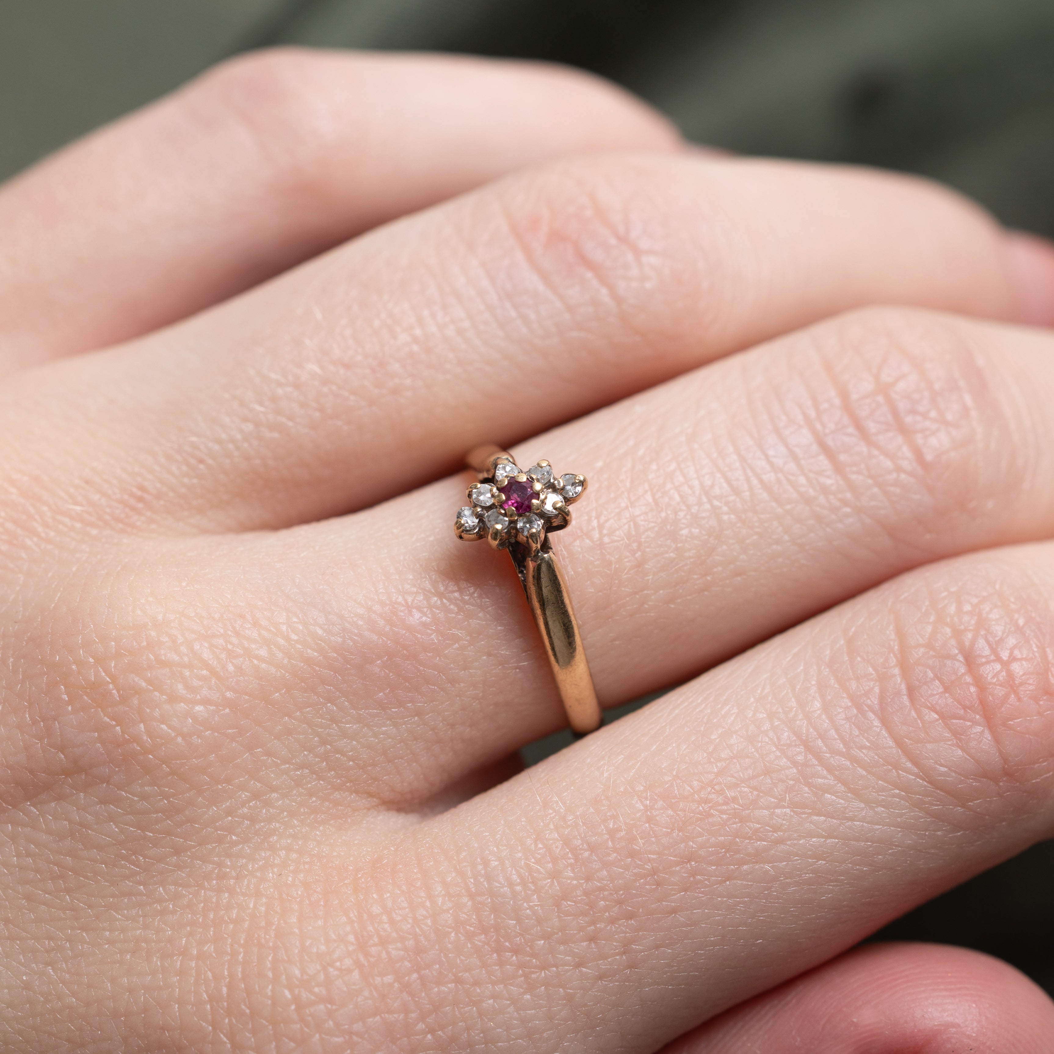 Ruby & Diamond Petal Ring | SZ 5.75