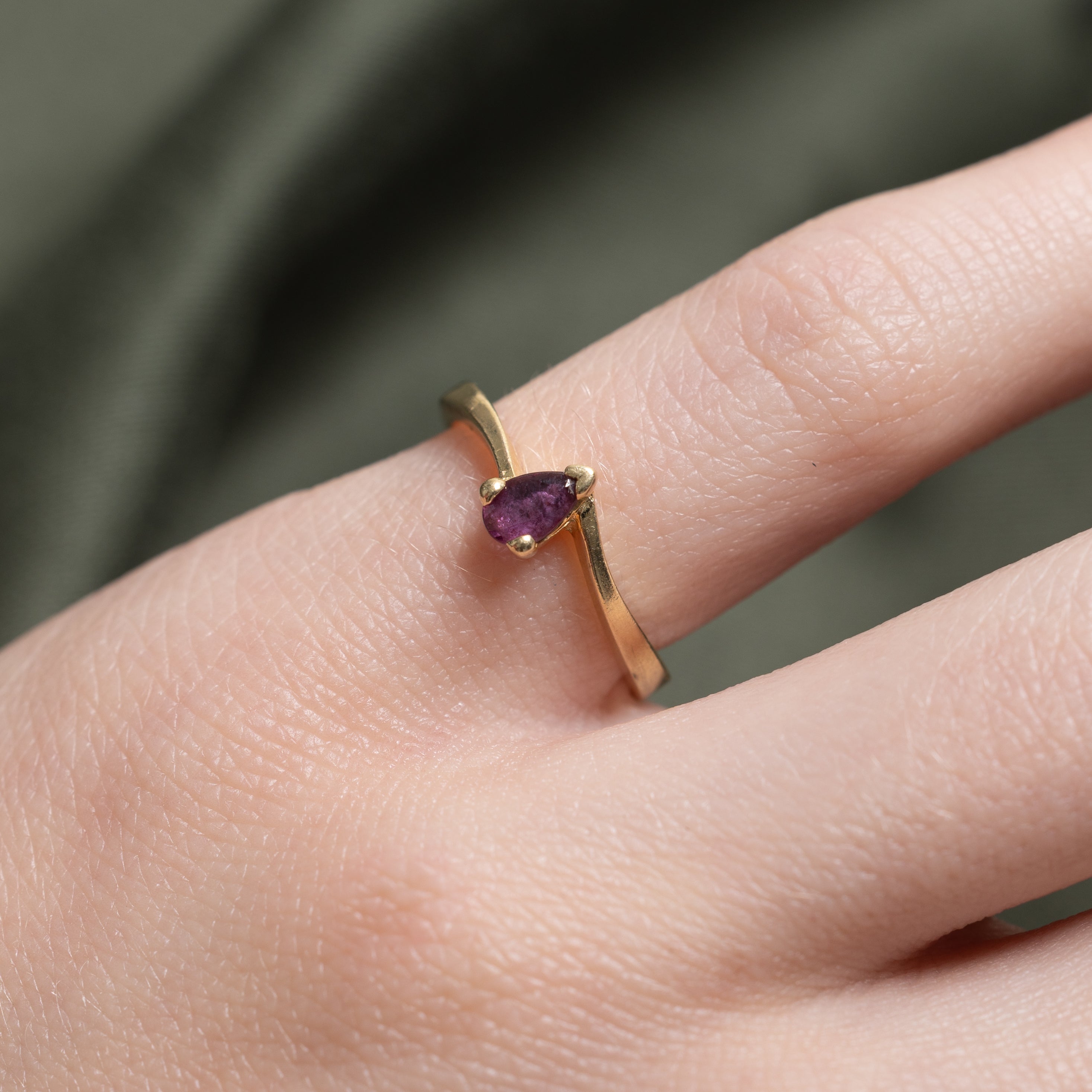 Pear Cut Ruby Bypass Ring | SZ 4