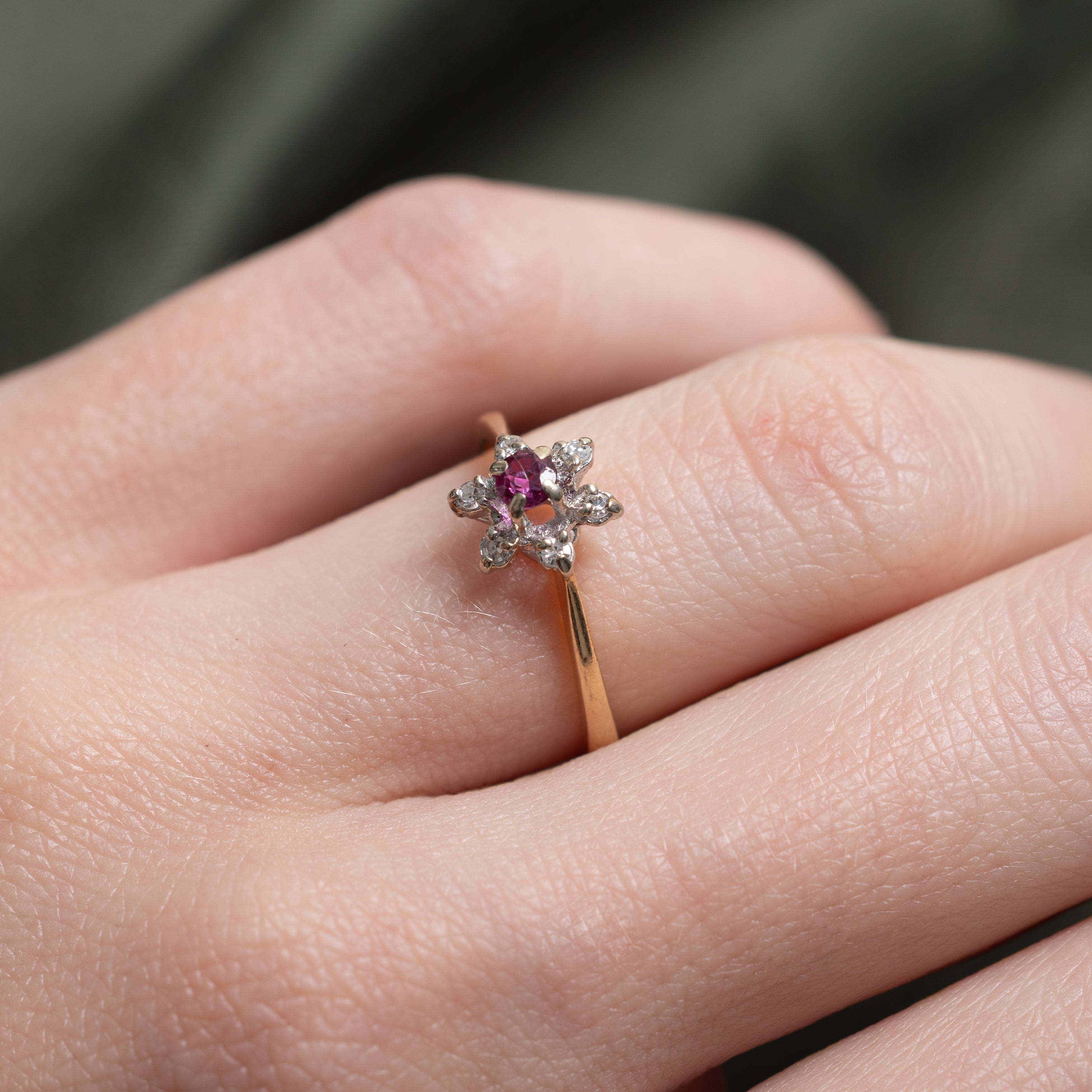Ruby & Diamond Petal Petal Ring | SZ 5
