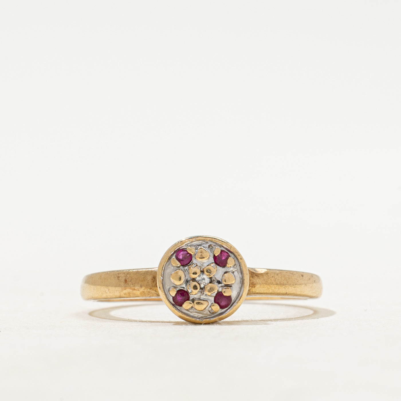 Illusion Set Ruby & White Sapphire Cluster Ring | SZ 7.5