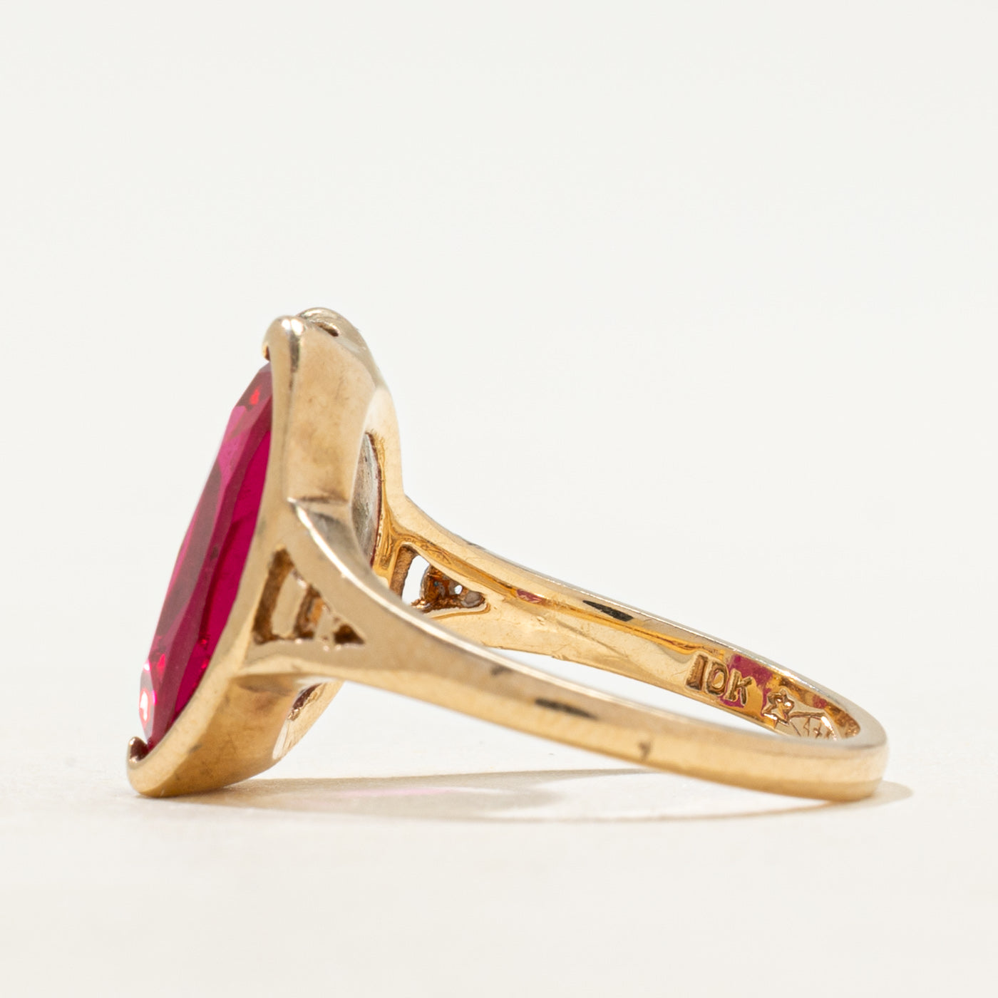 Synthetic Ruby Openwork Cocktail Ring | SZ 5.5