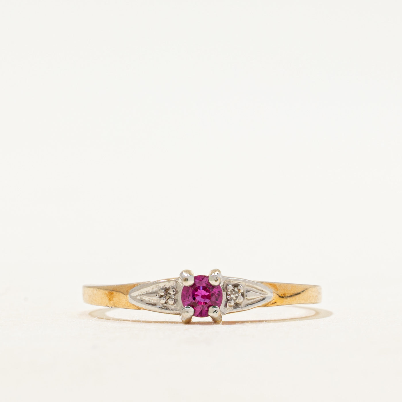 Synthetic Ruby & Natural Diamond Accented Ring | SZ 5.5