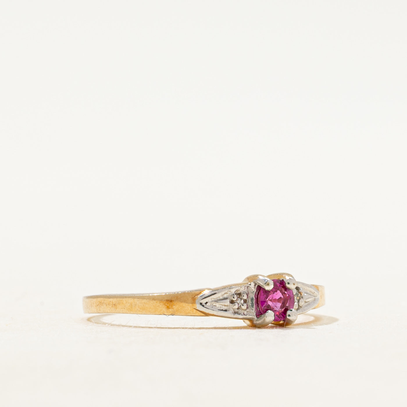 Synthetic Ruby & Natural Diamond Accented Ring | SZ 5.5