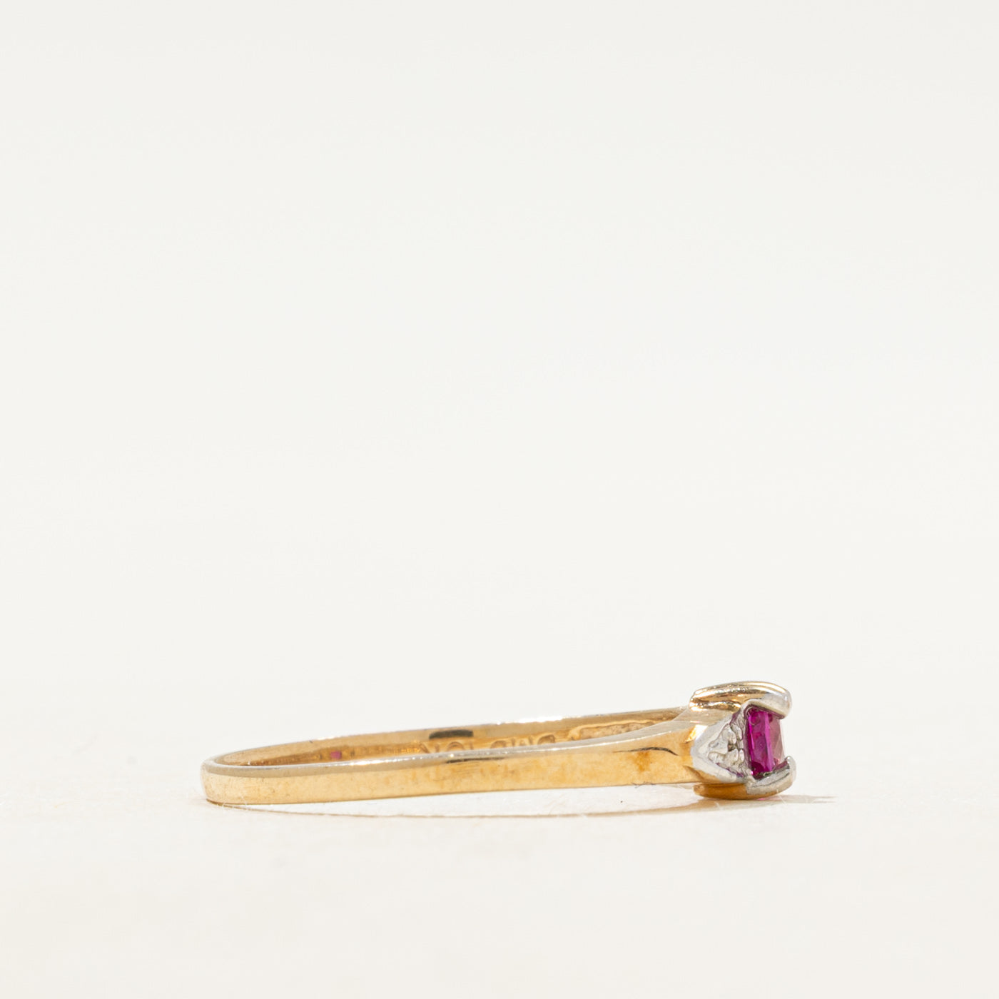 Synthetic Ruby & Natural Diamond Accented Ring | SZ 5.5