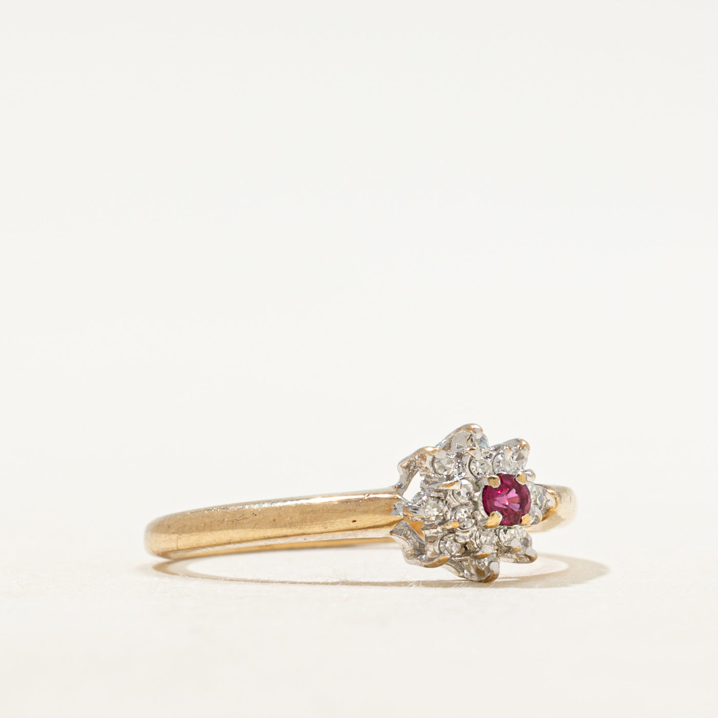 Ruby & Diamond Petal Cluster Ring | SZ 7