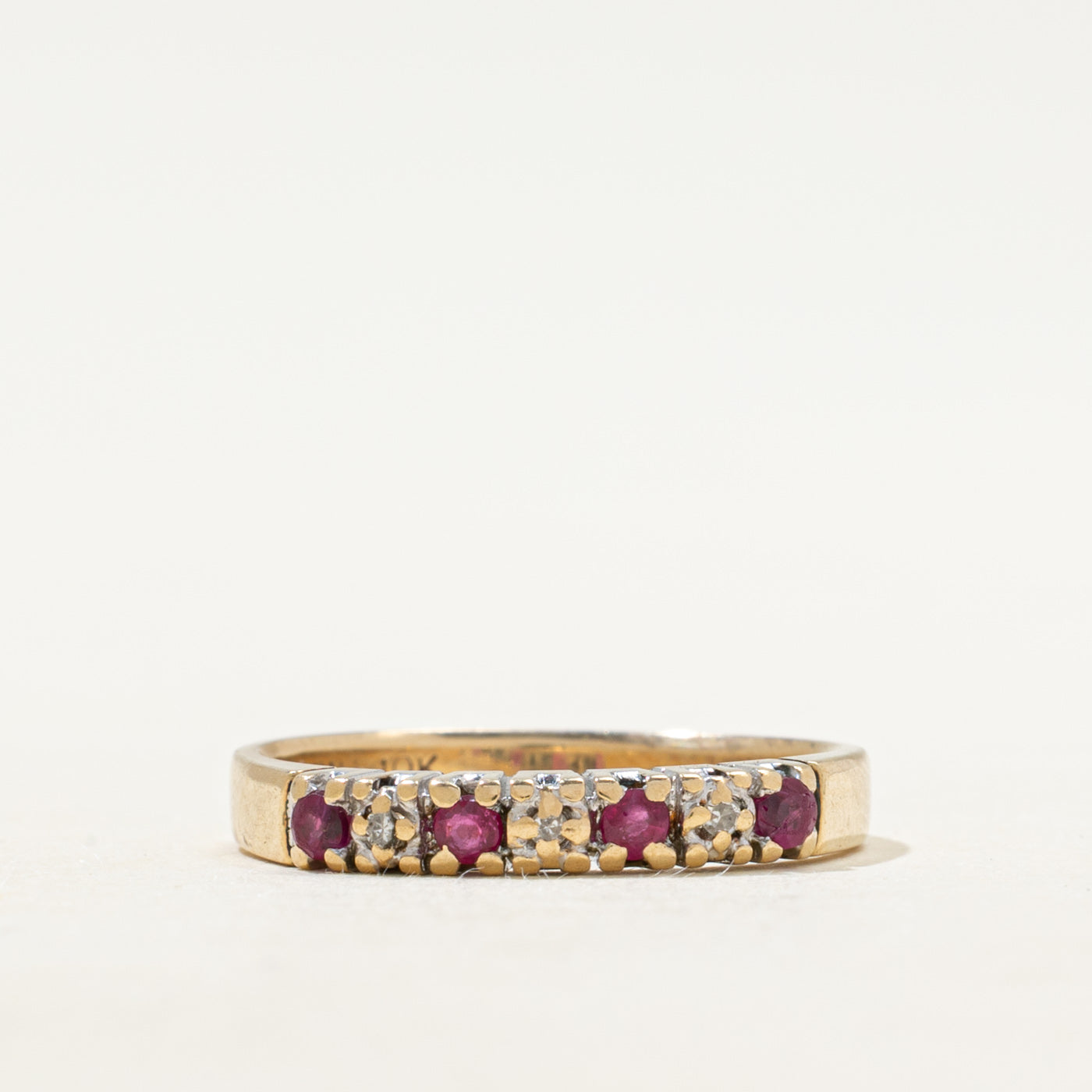 Semi Eternity Synthetic Ruby & Natural Diamond Band | SZ 6