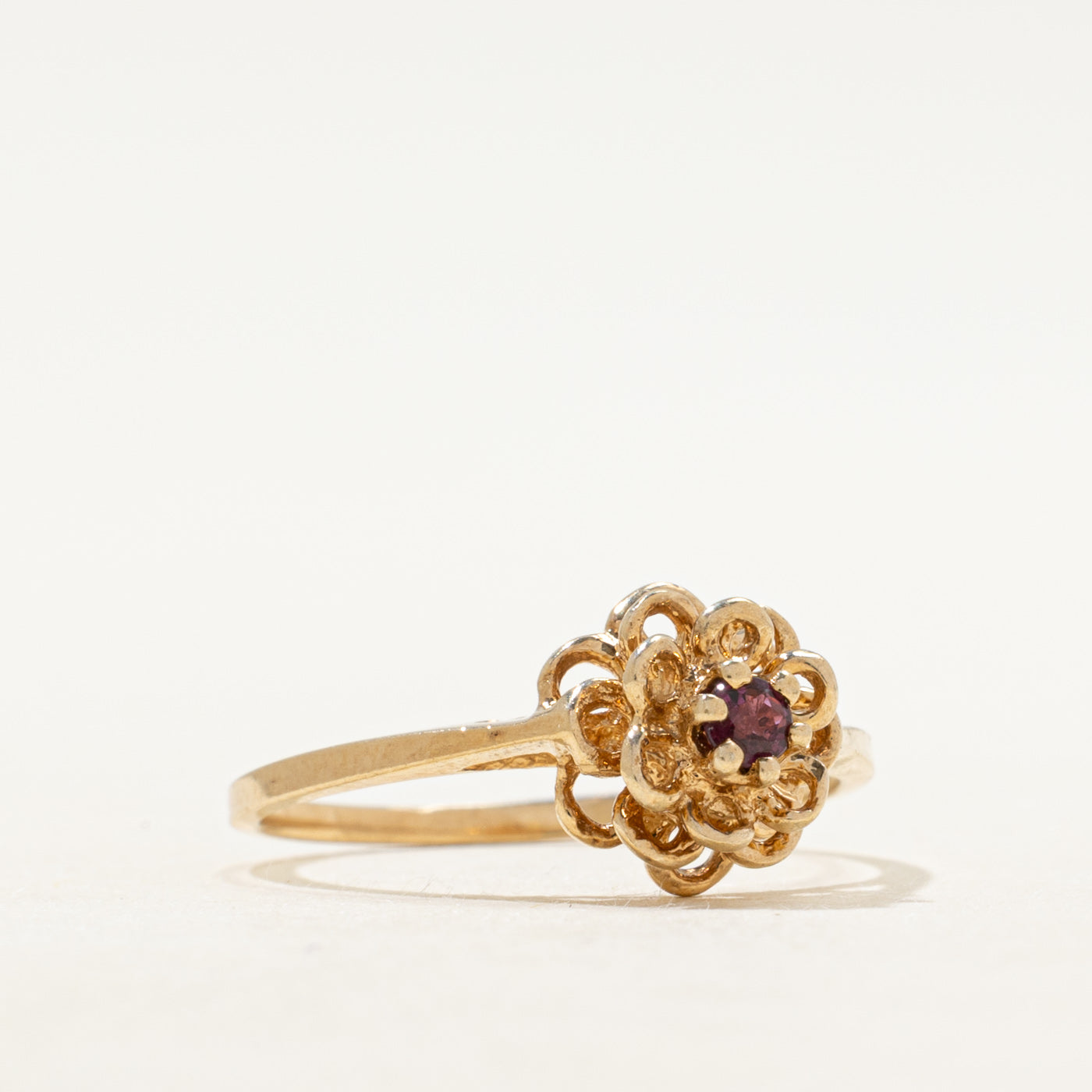 Ruby Textured Flower Ring | SZ 7