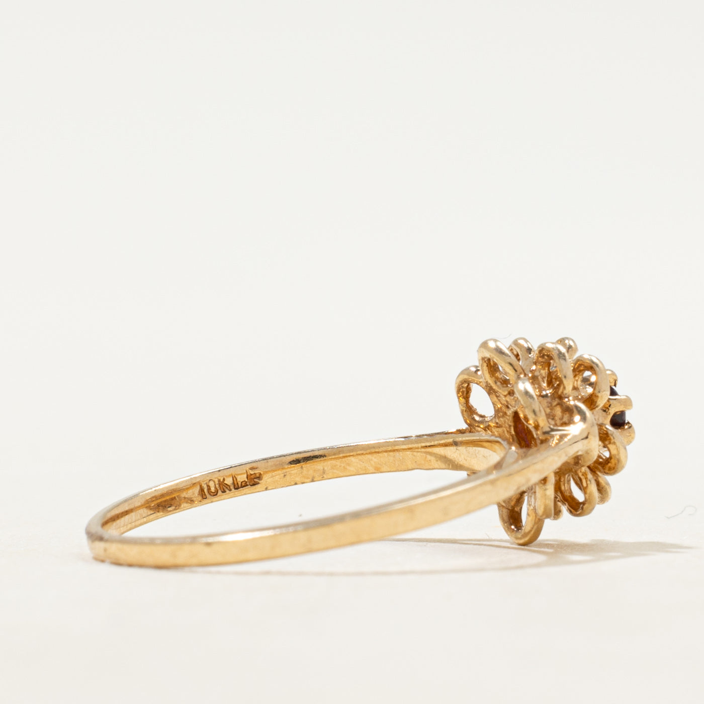 Ruby Textured Flower Ring | SZ 7