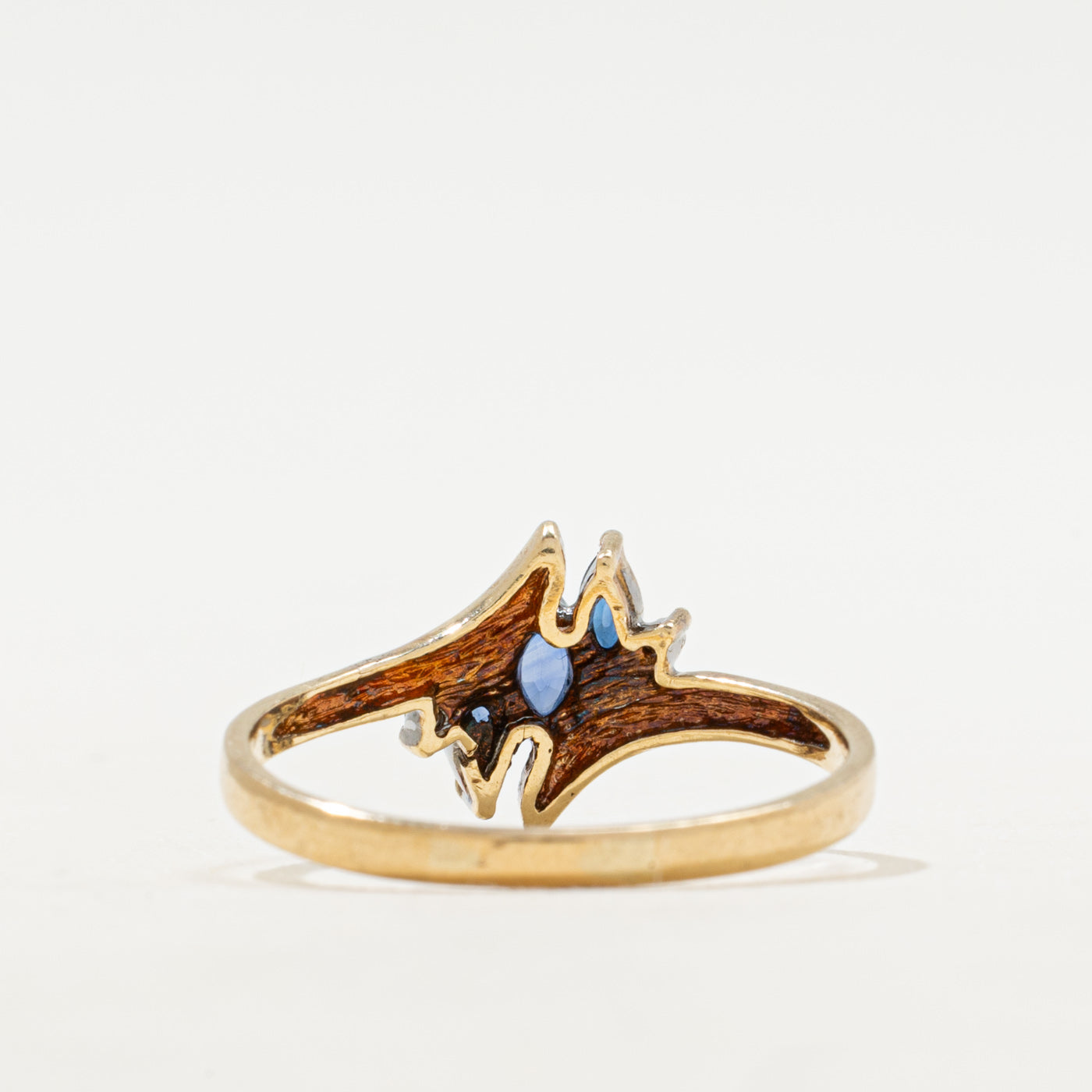 Three Stone Sapphire & Diamond Bypass Ring | SZ 9.5