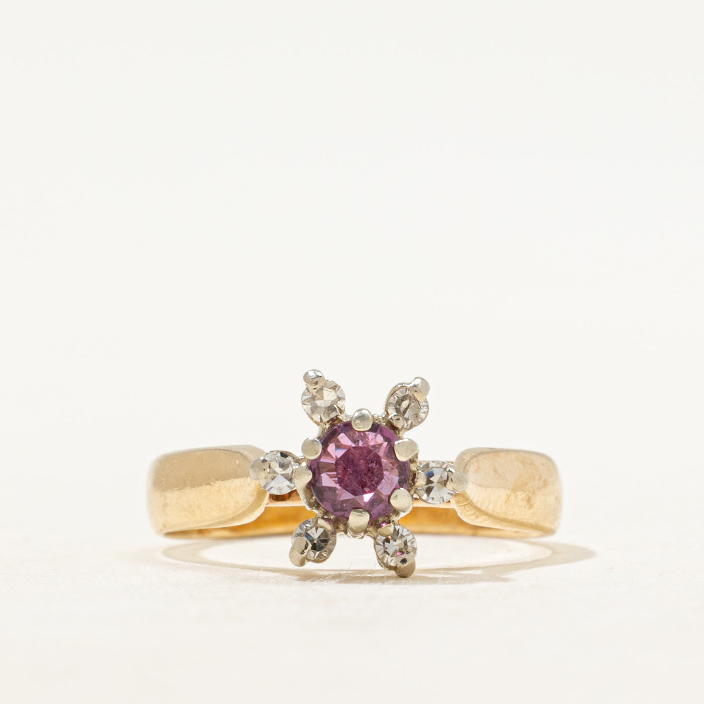 Ruby & Diamond Petal Ring | SZ 4