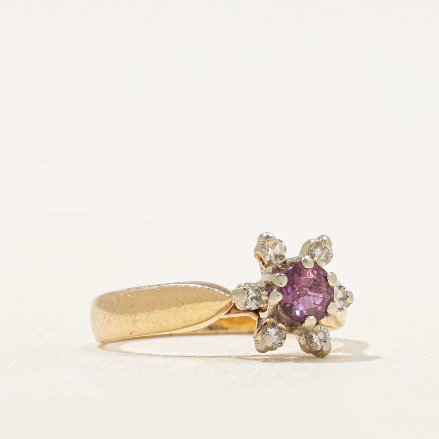 Ruby & Diamond Petal Ring | SZ 4