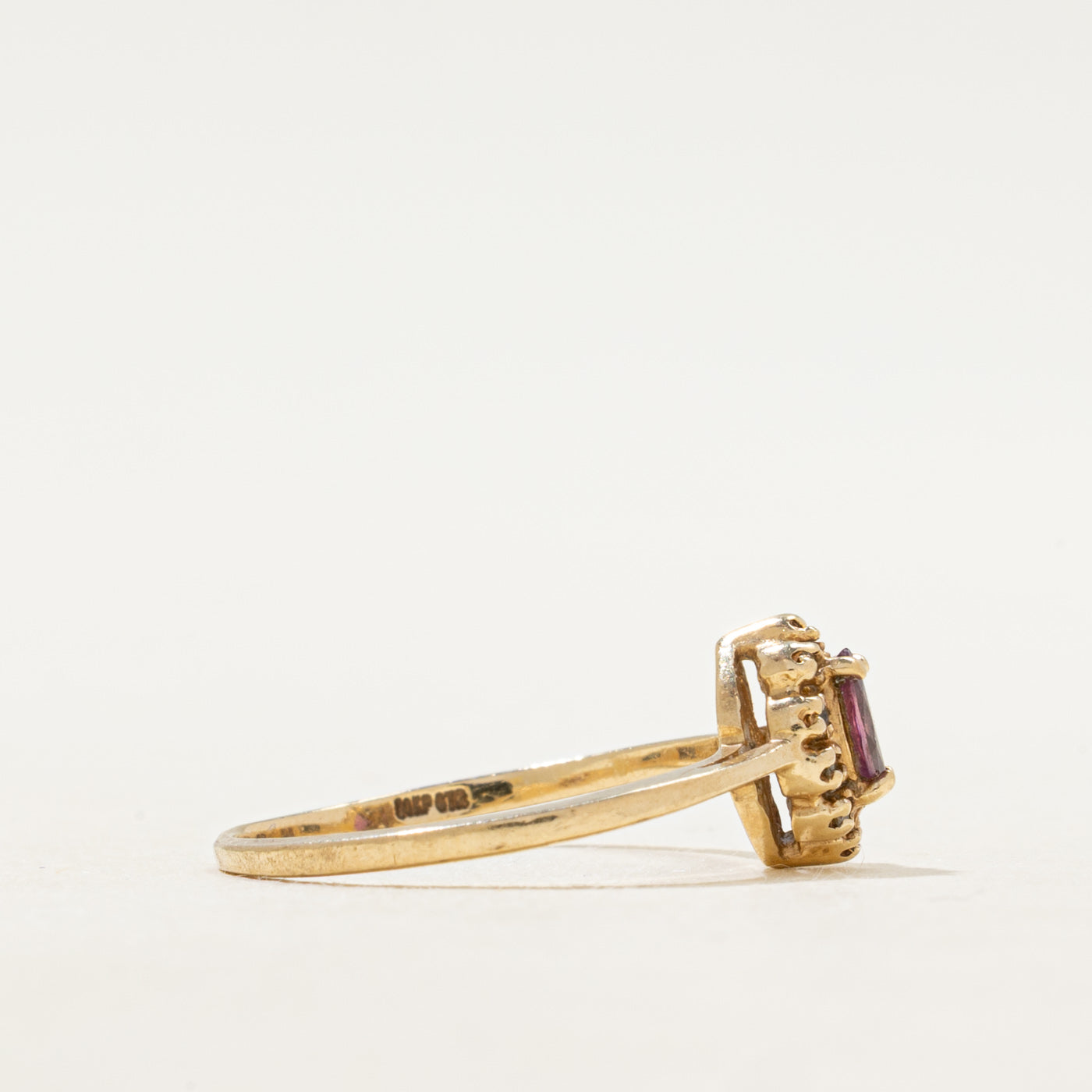 Marquise Cut Ruby & Diamond Halo Ring | SZ 6