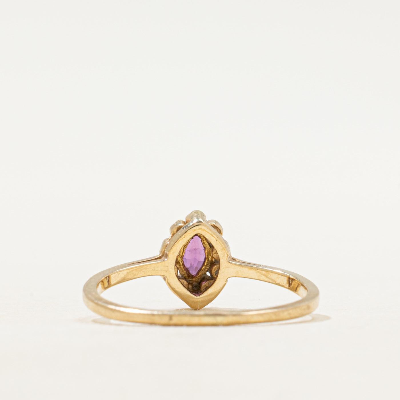 Marquise Cut Ruby & Diamond Halo Ring | SZ 6