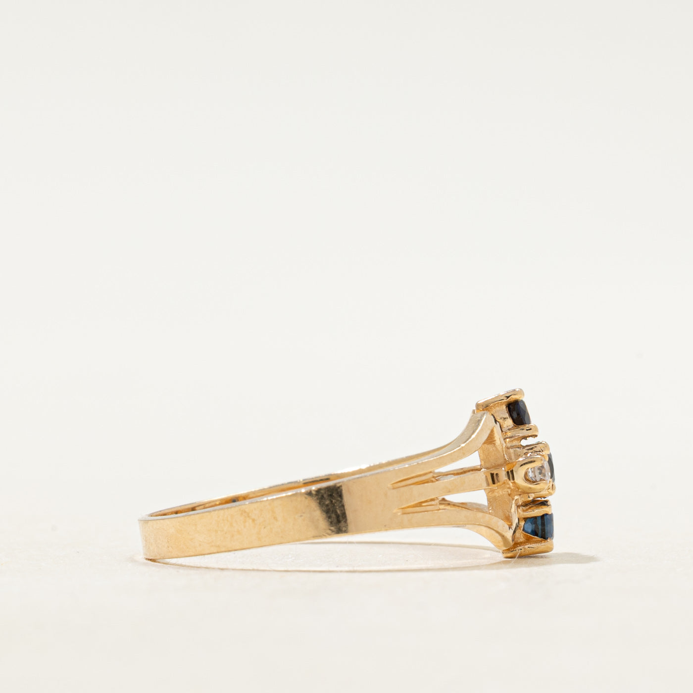 Sapphire & Diamond Column Open Shank Ring | SZ 7