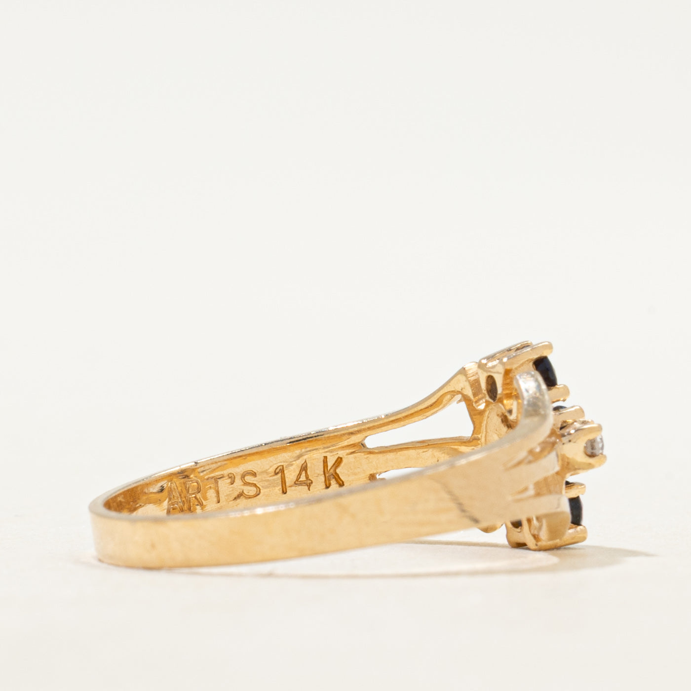 Sapphire & Diamond Column Open Shank Ring | SZ 7