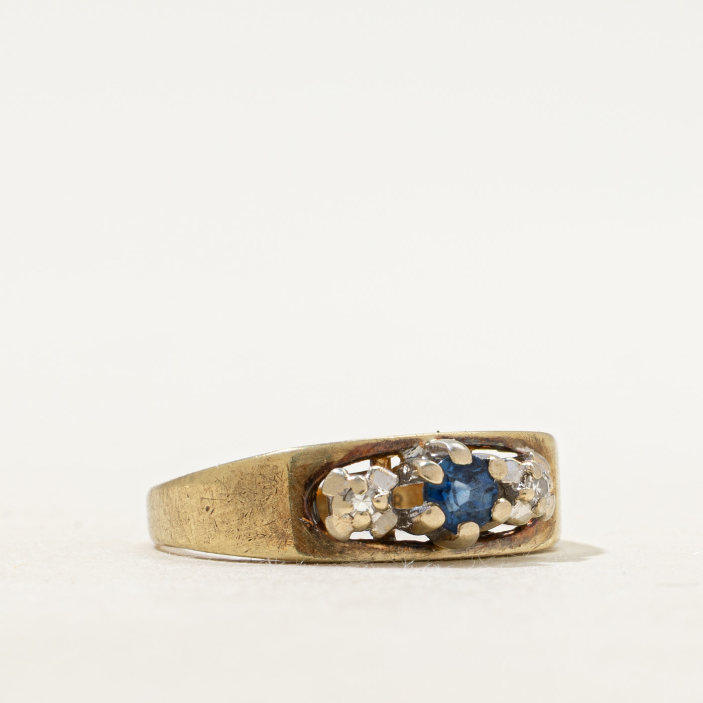 Three Stone Sapphire & Diamond Ring | SZ 4.75
