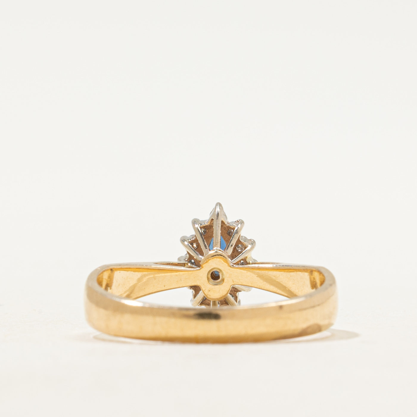 Marquise Cut Sapphire & Diamond Petal Halo Ring | SZ 6.25