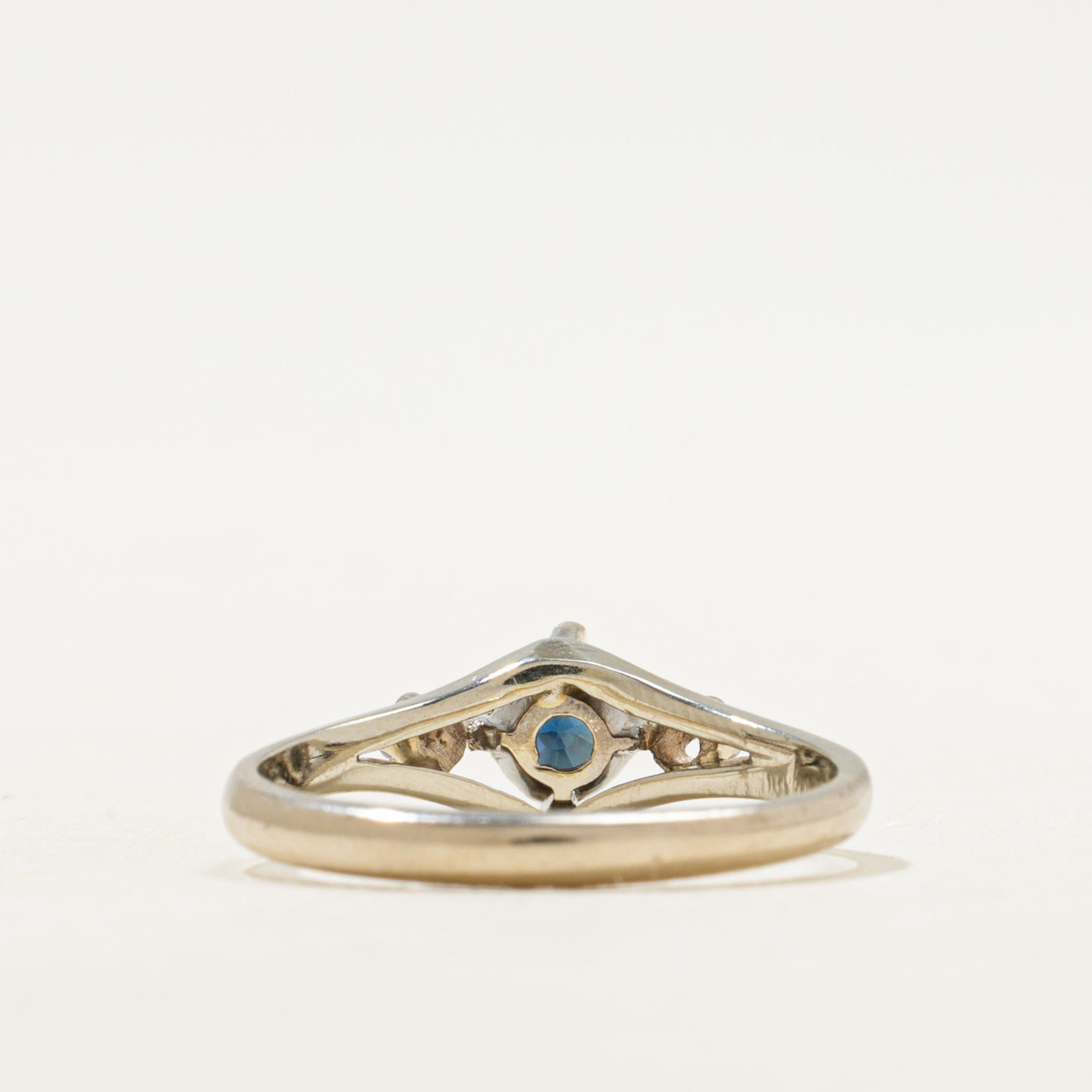 Synthetic Sapphire & Natural Diamond Accented Ring | SZ 5.5