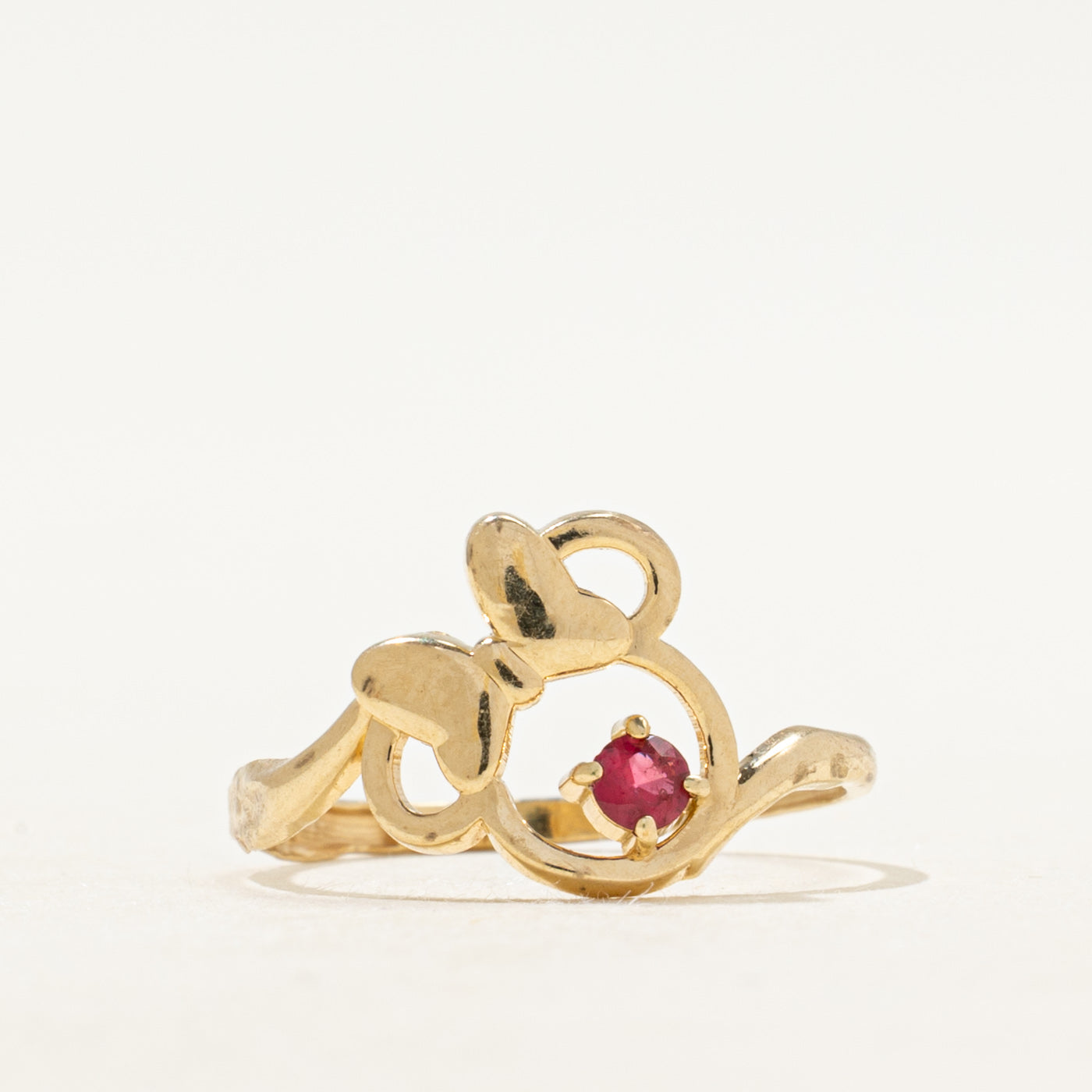 'Disney' Glass Filled Ruby Minnie Mouse Ring | SZ 4.25