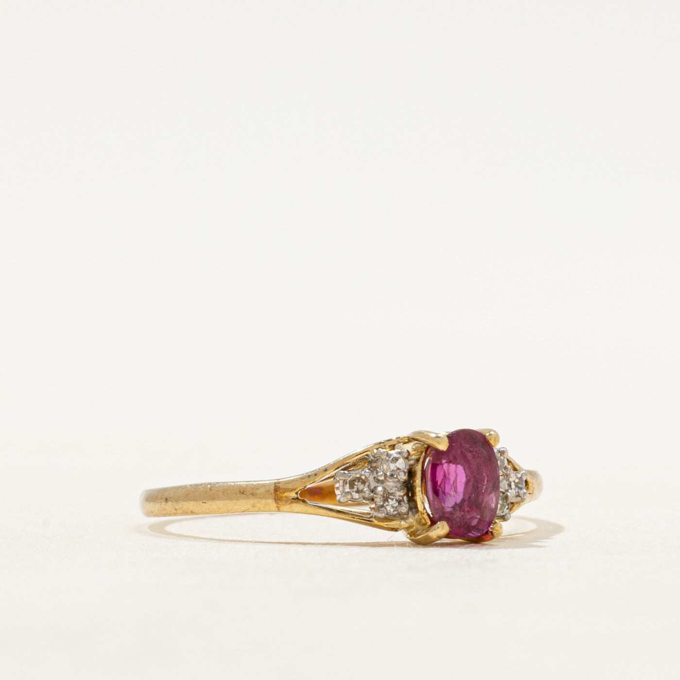 Oval Cut Ruby & Diamond Accented Ring | SZ 6.75