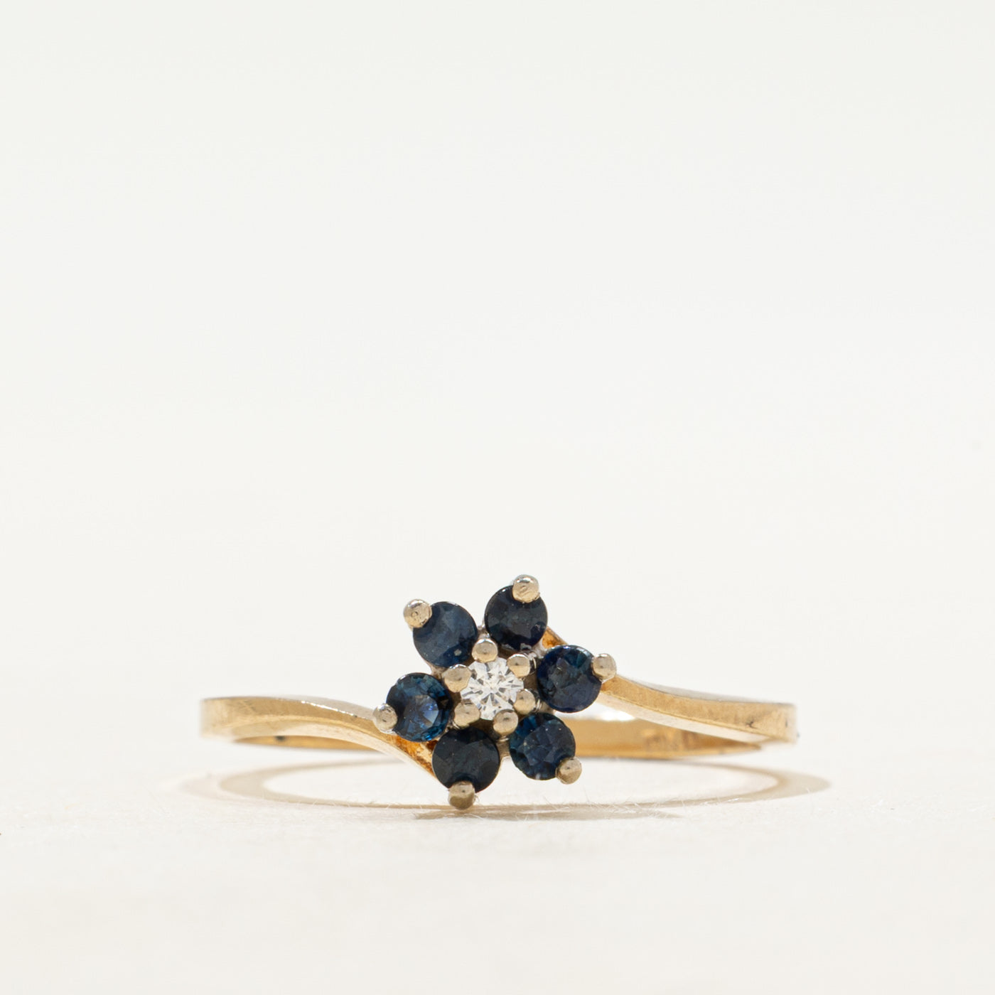 Sapphire & Diamond Petal Bypass Ring | SZ 6