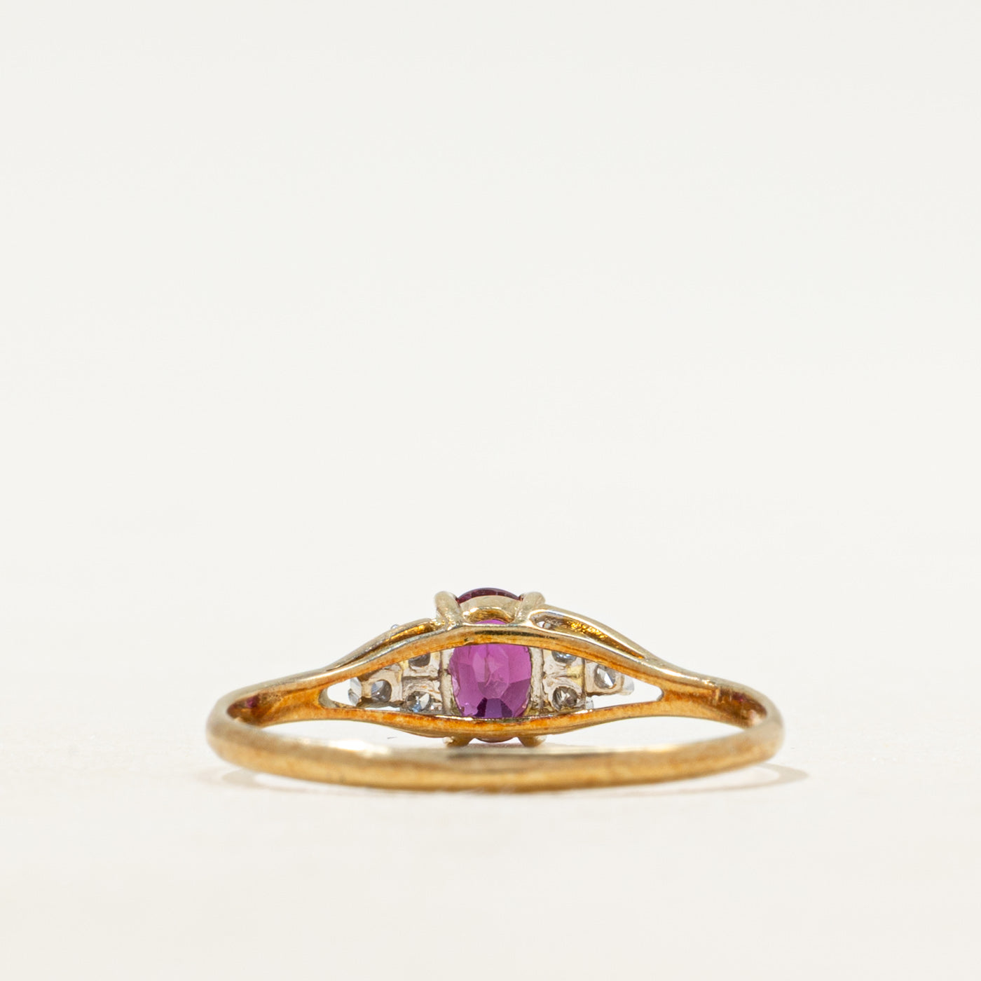 Oval Cut Ruby & Diamond Accented Ring | SZ 6.75
