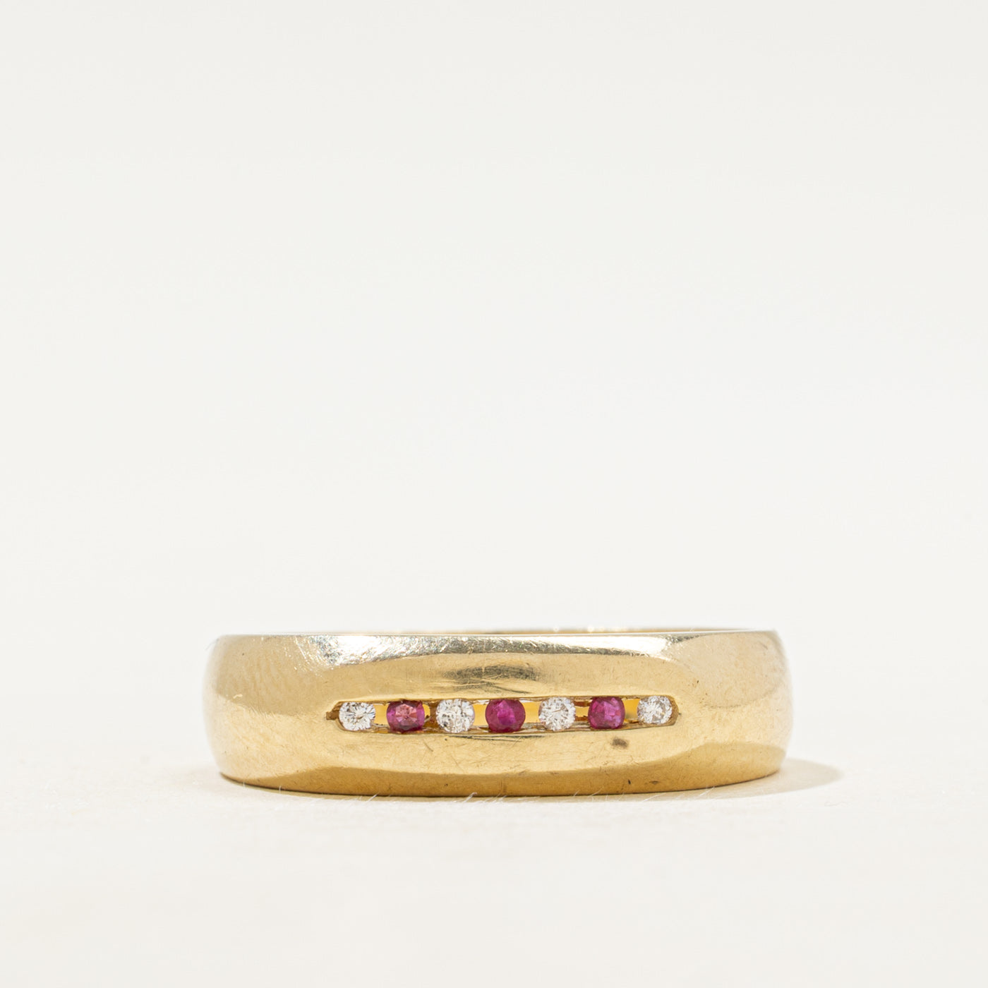 Channel Set Seven Stone Ruby & Diamond Band | SZ 9.5