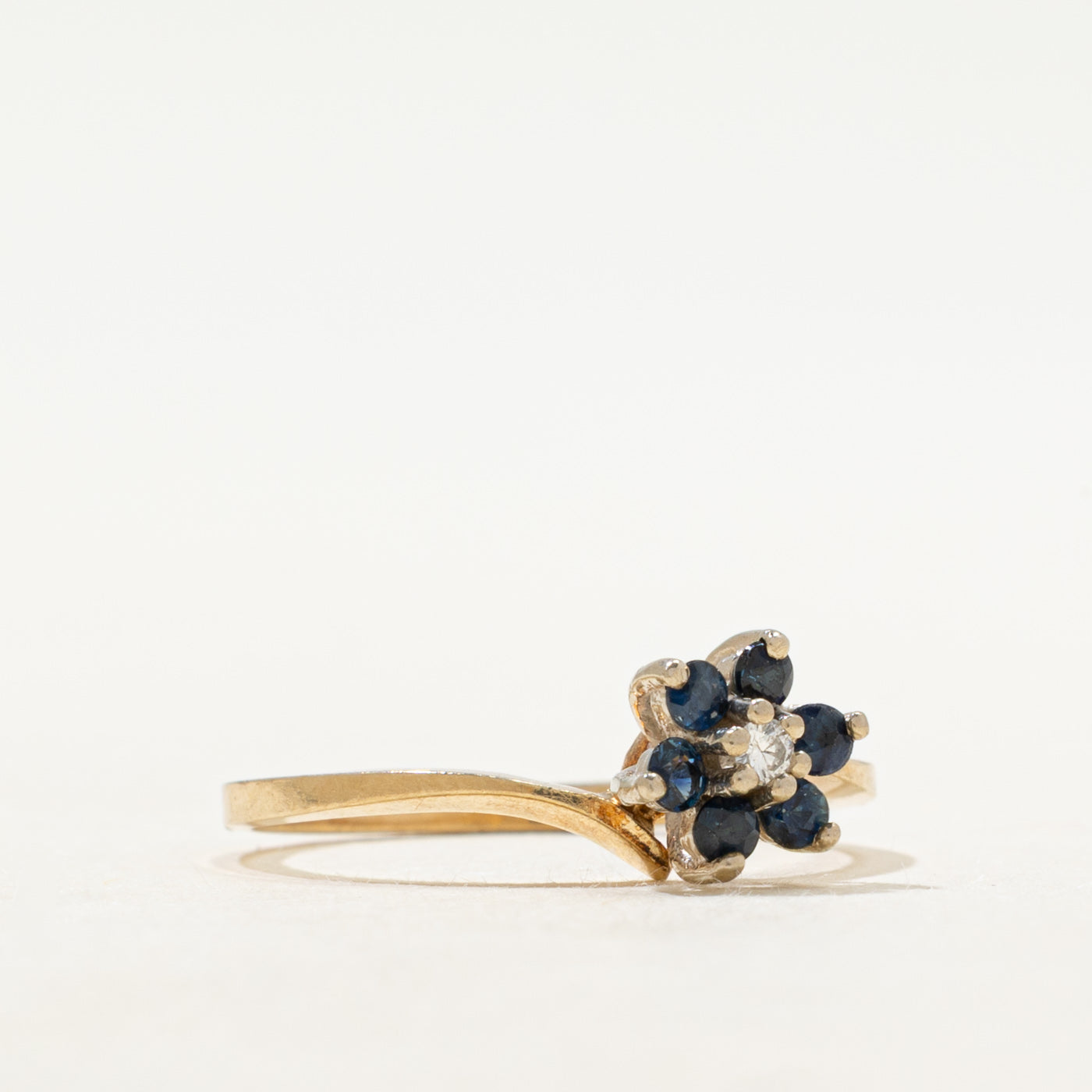 Sapphire & Diamond Petal Bypass Ring | SZ 6