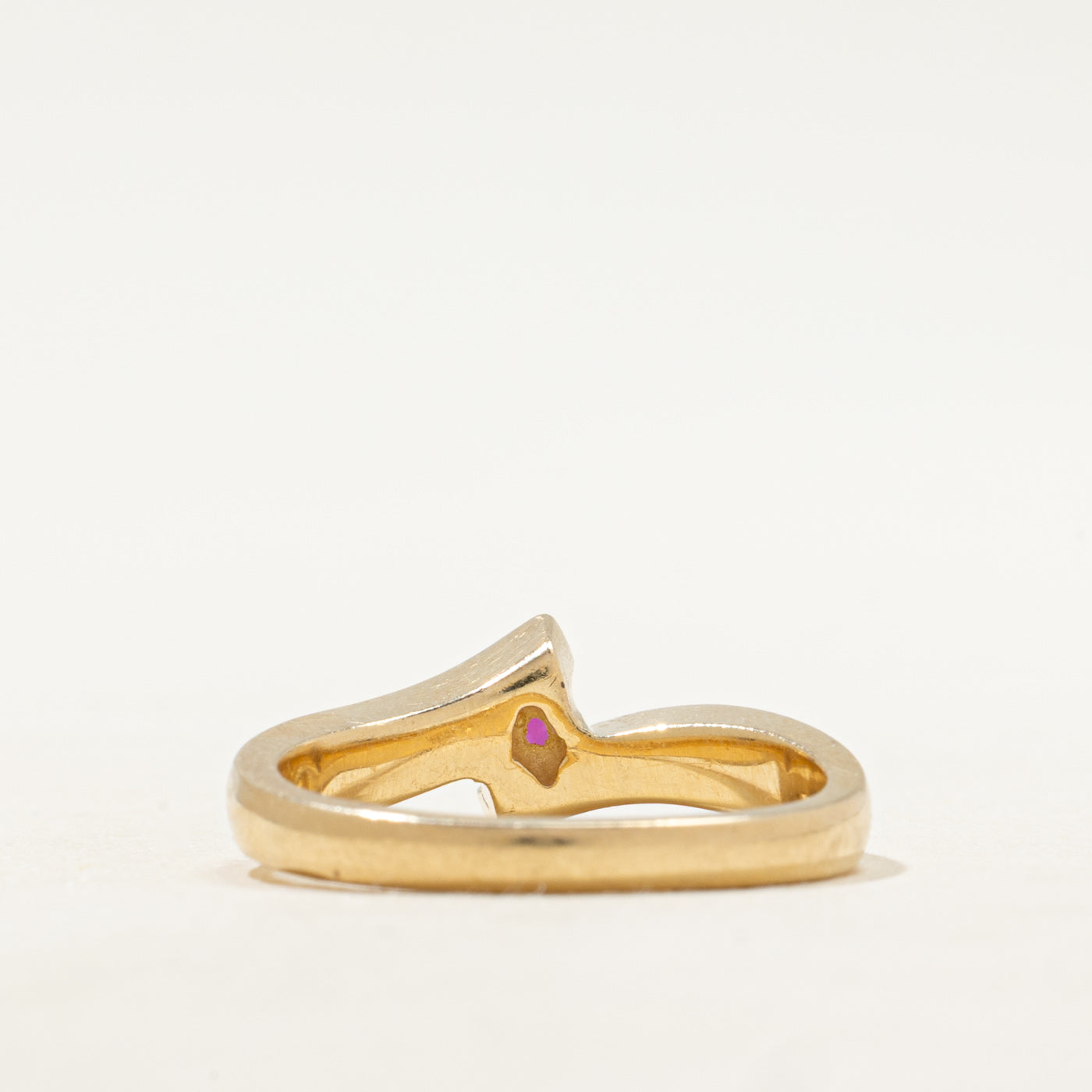Semi Bezel Synthetic Ruby & Diamond Bypass Ring | SZ 7