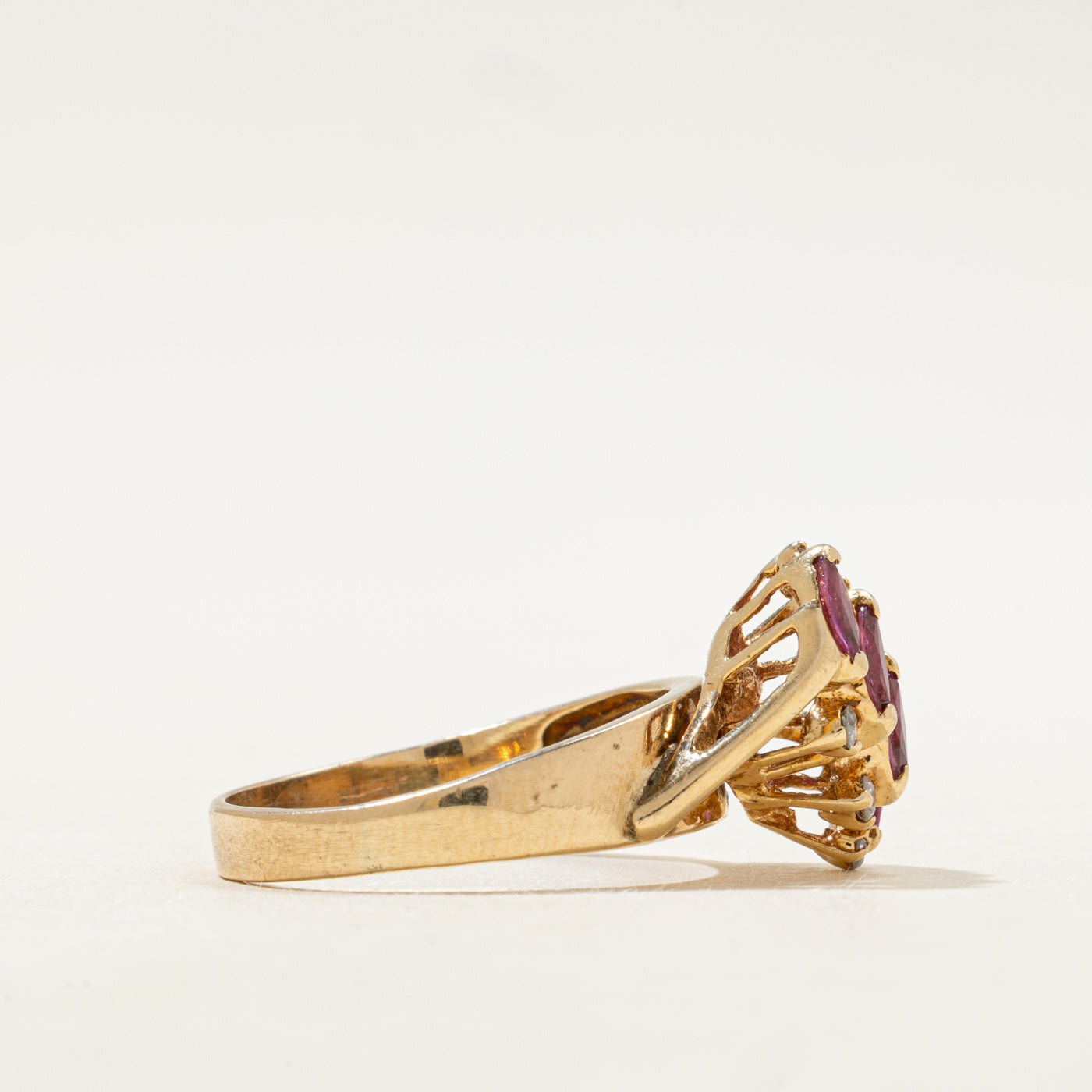 Marquise Cut Ruby & Diamond Waterfall Ring | SZ 7.25