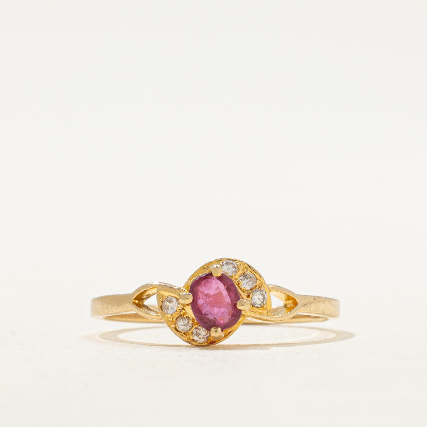 Ruby & Diamond Semi Halo Ring | SZ 5.5