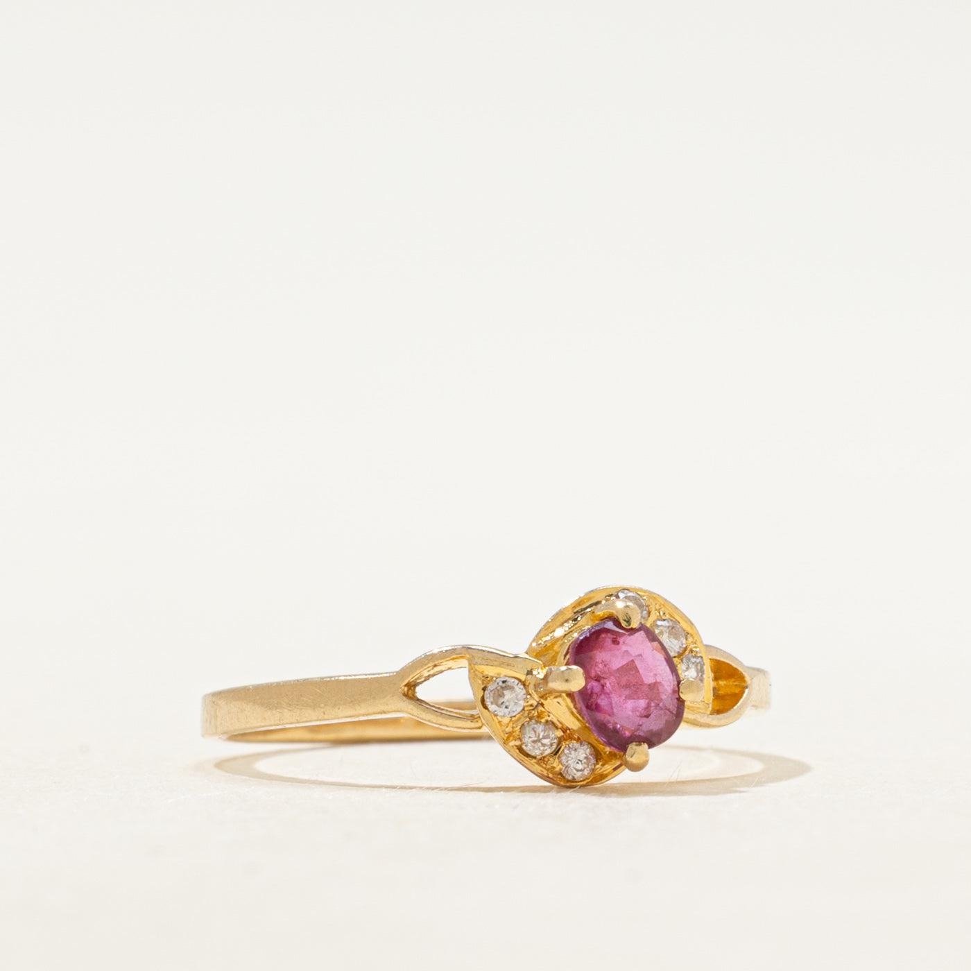 Ruby & Diamond Semi Halo Ring | SZ 5.5