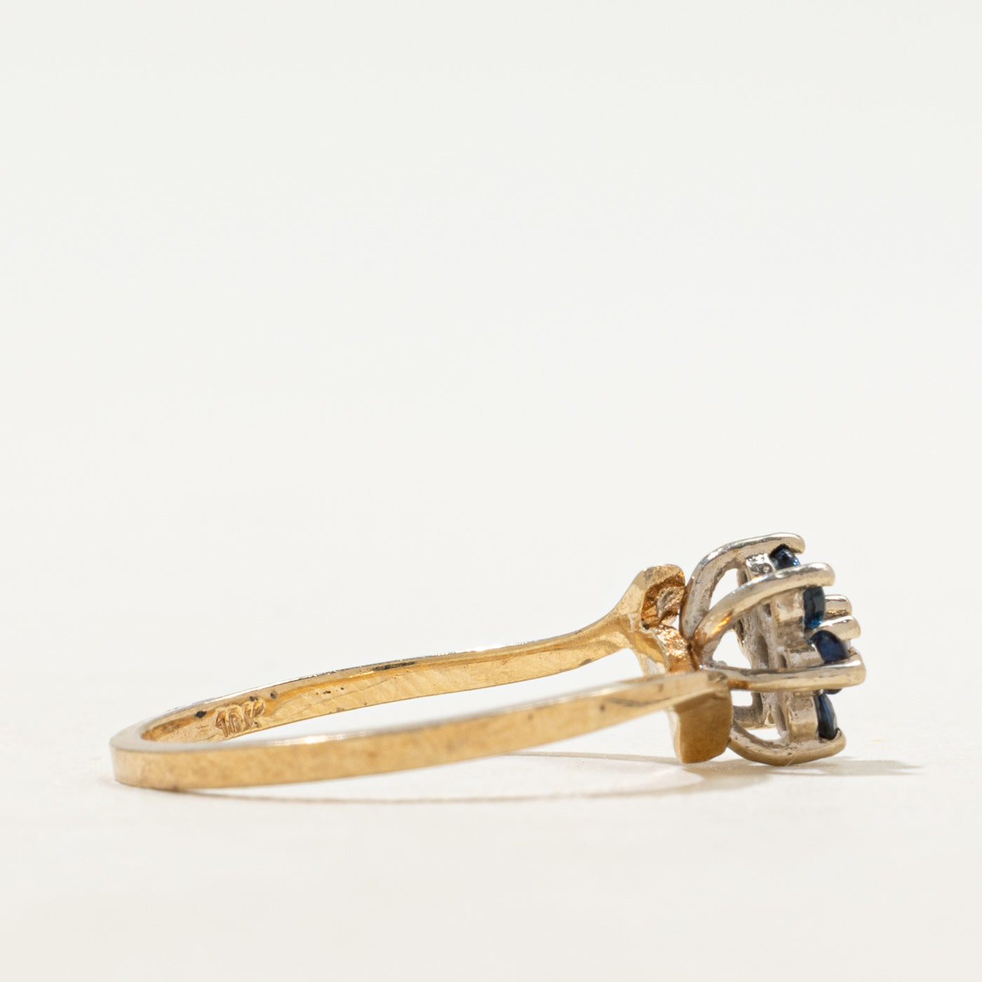 Sapphire & Diamond Petal Bypass Ring | SZ 6