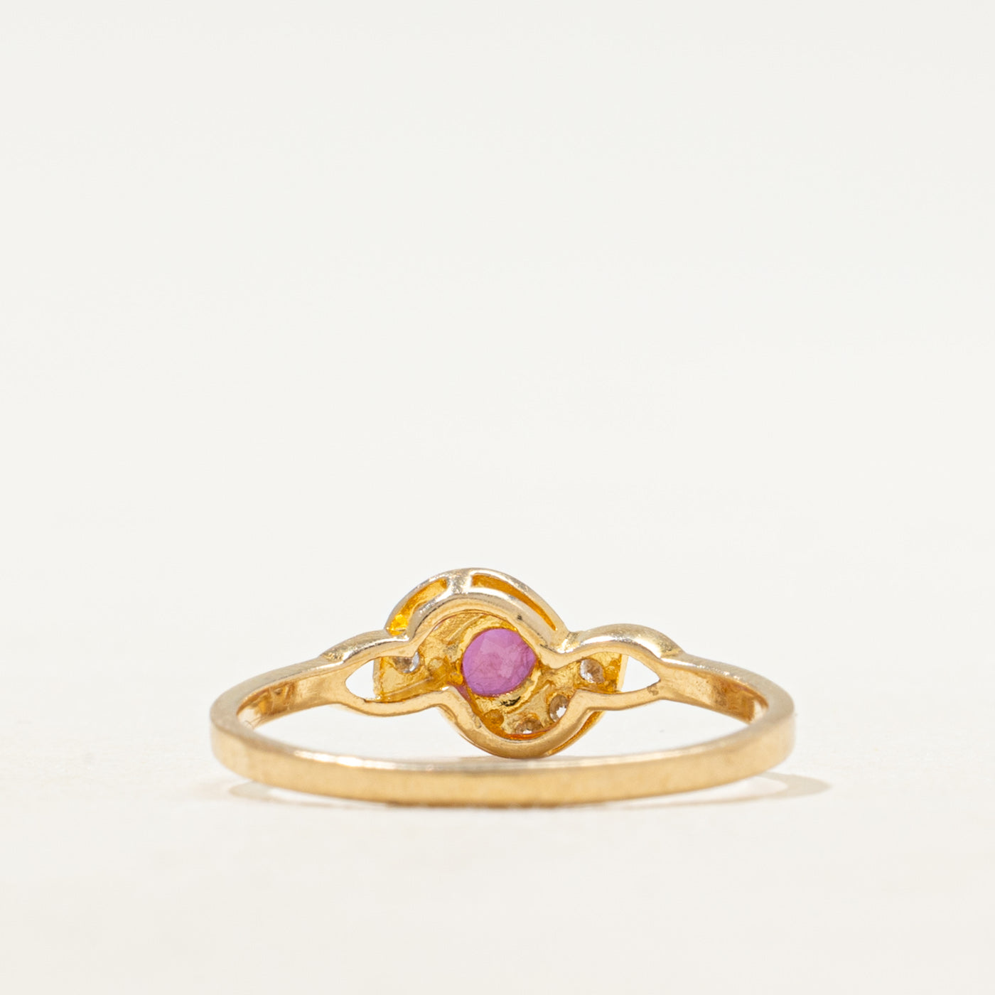 Ruby & Diamond Semi Halo Ring | SZ 5.5